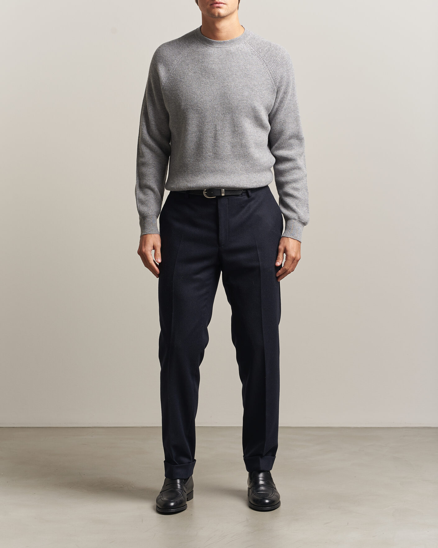 Uomini | Maglieria | Canali | Rib Cashmere Sweater Light Grey