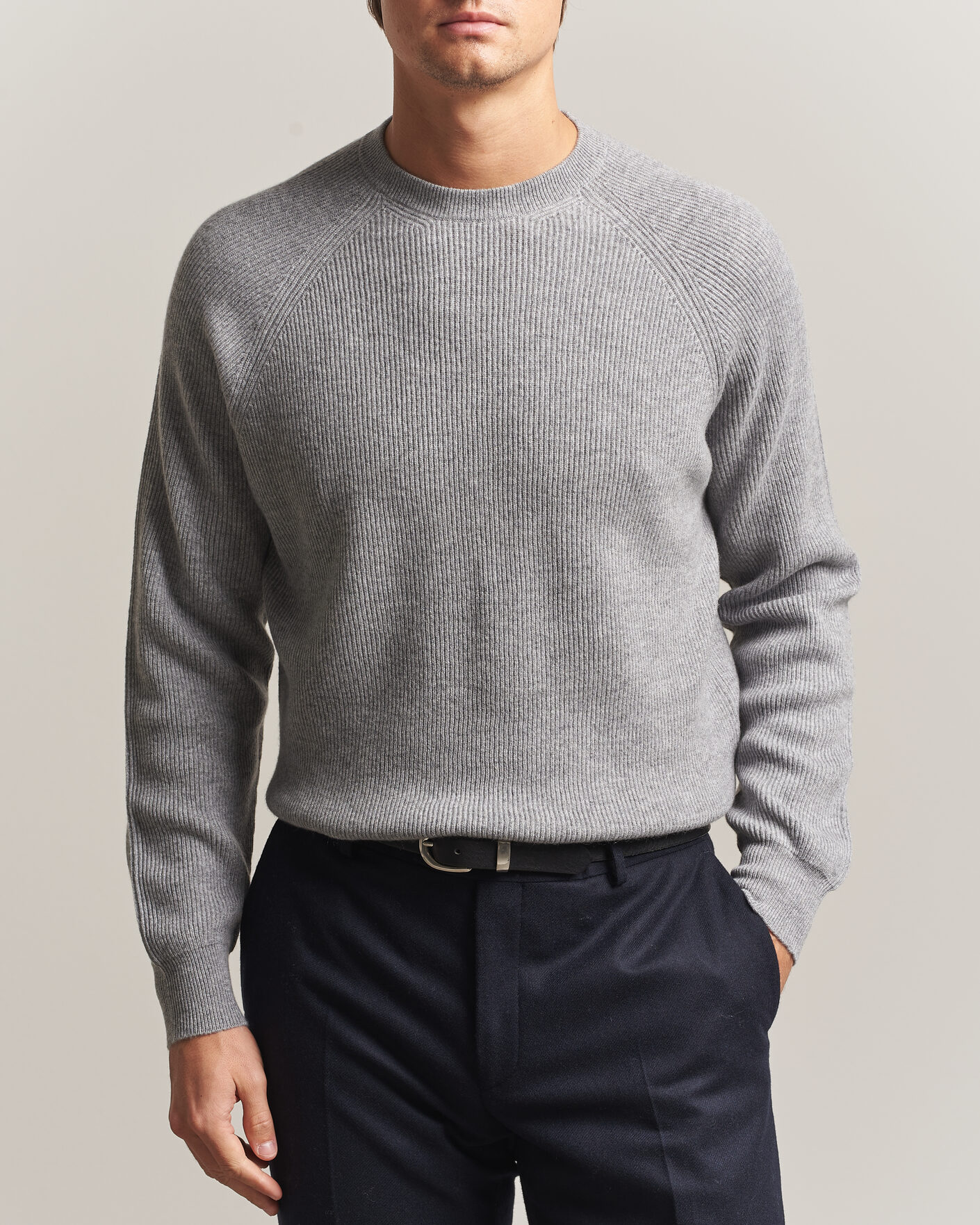 Uomini | Maglieria | Canali | Rib Cashmere Sweater Light Grey