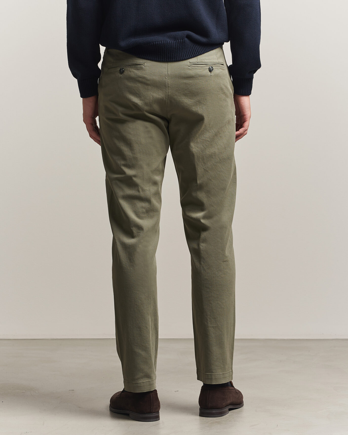 Uomini | Pantaloni | Canali | Cotton Twill Chinos Olive
