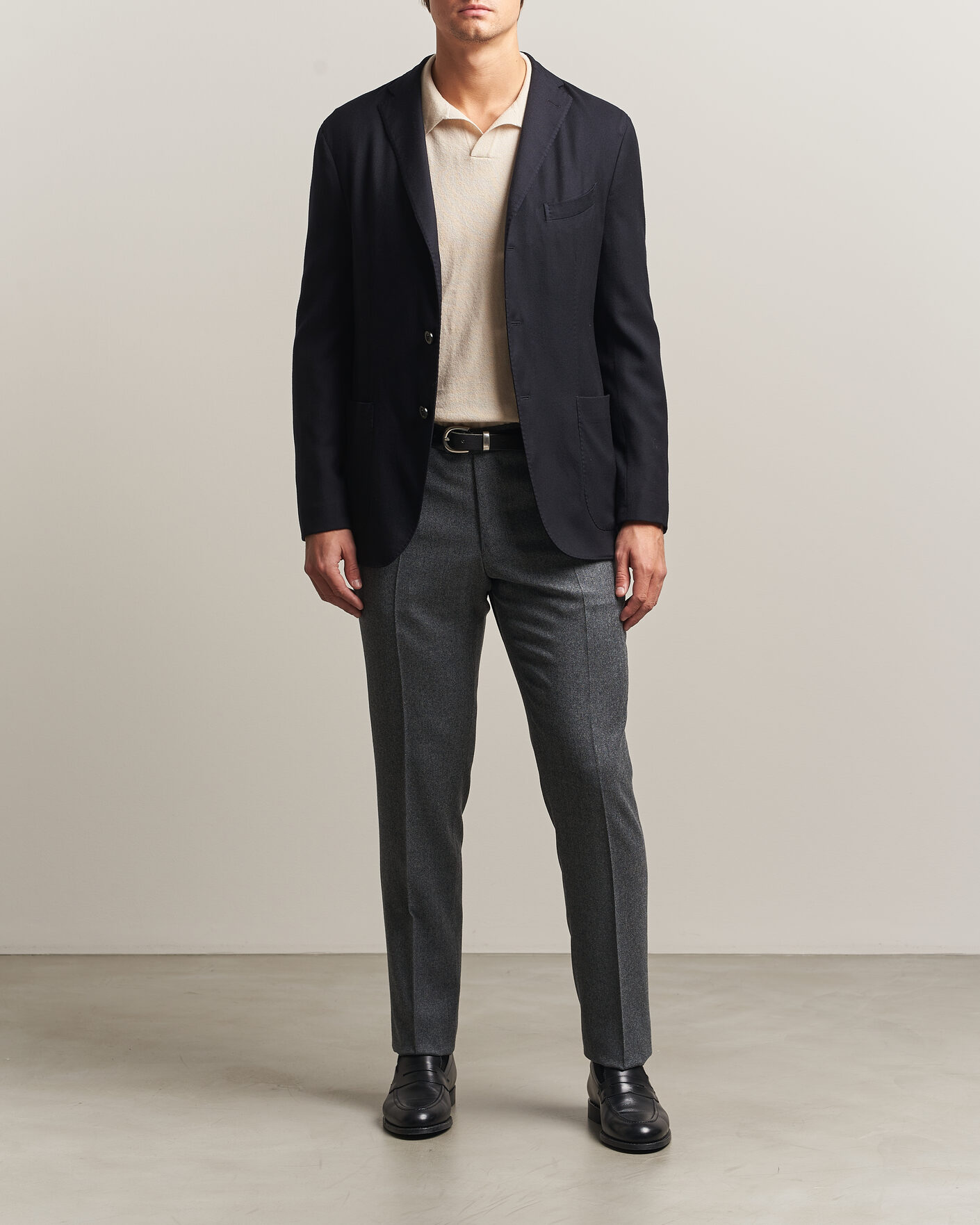 Uomini | Pantaloni | Canali | Slim Fit Flannel Trousers Grey Melange