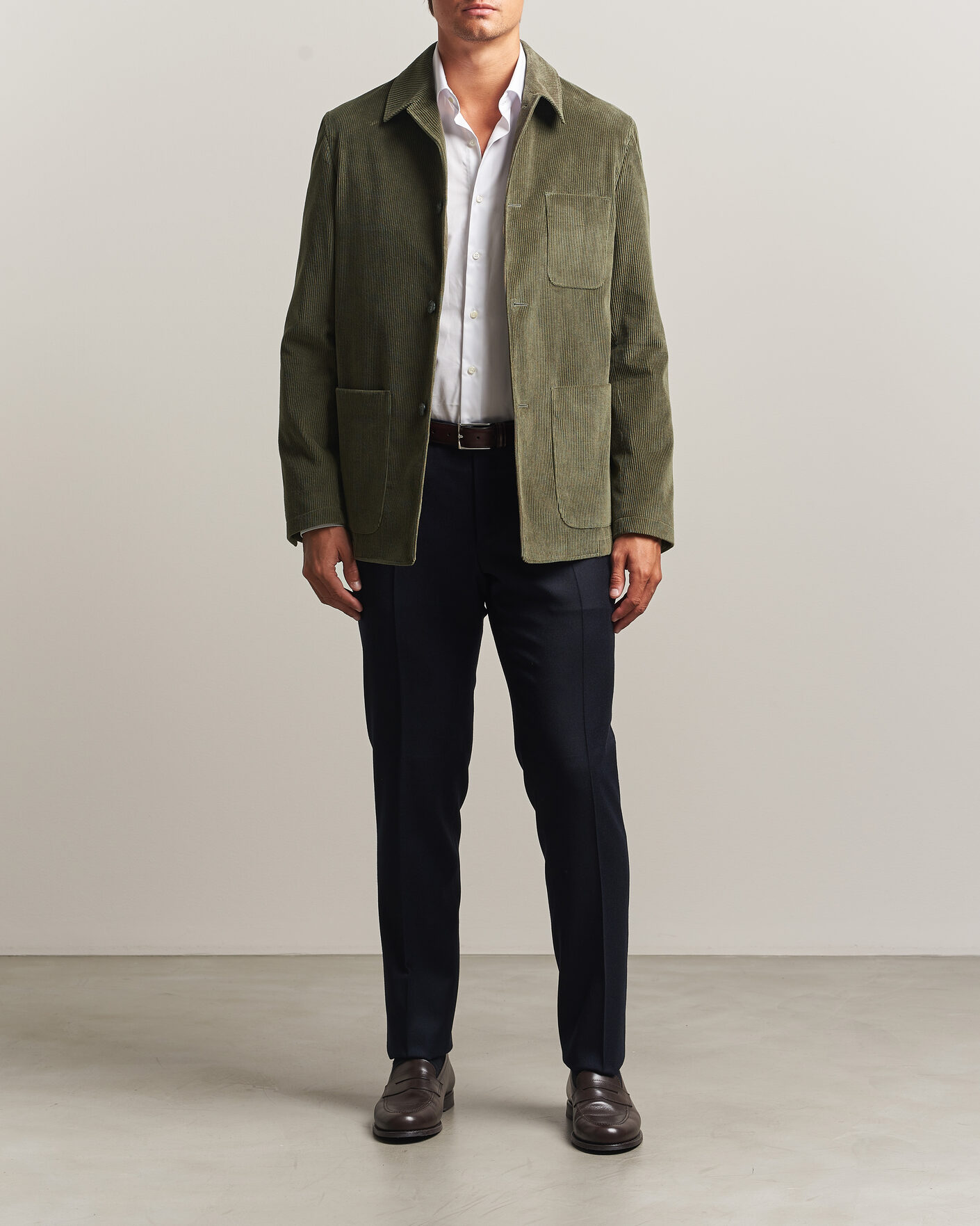 Uomini | Pantaloni | Canali | Slim Fit Flannel Trousers Navy