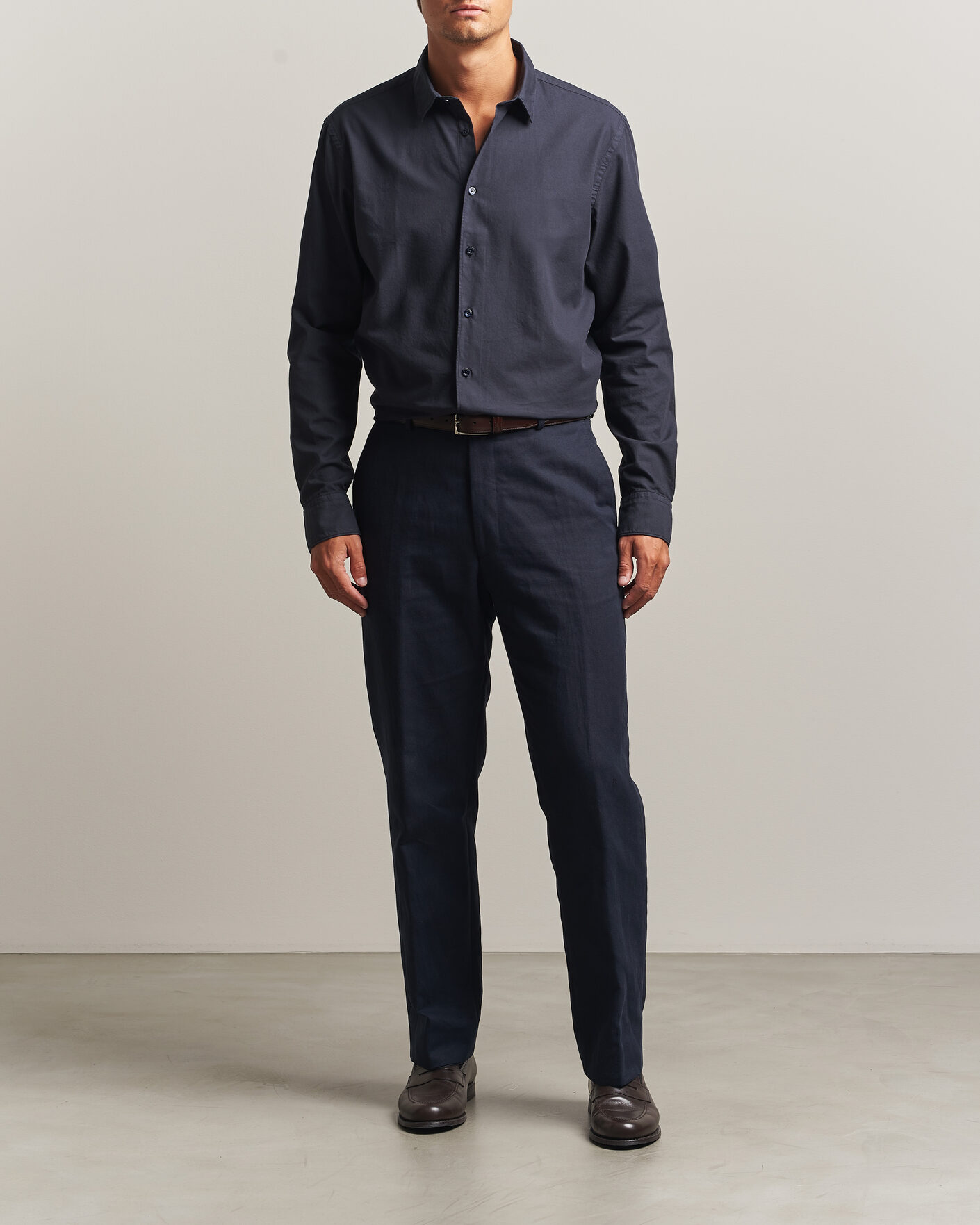 Uomini | Camicie | Canali | Garment Dyed Cotton Shirt Navy