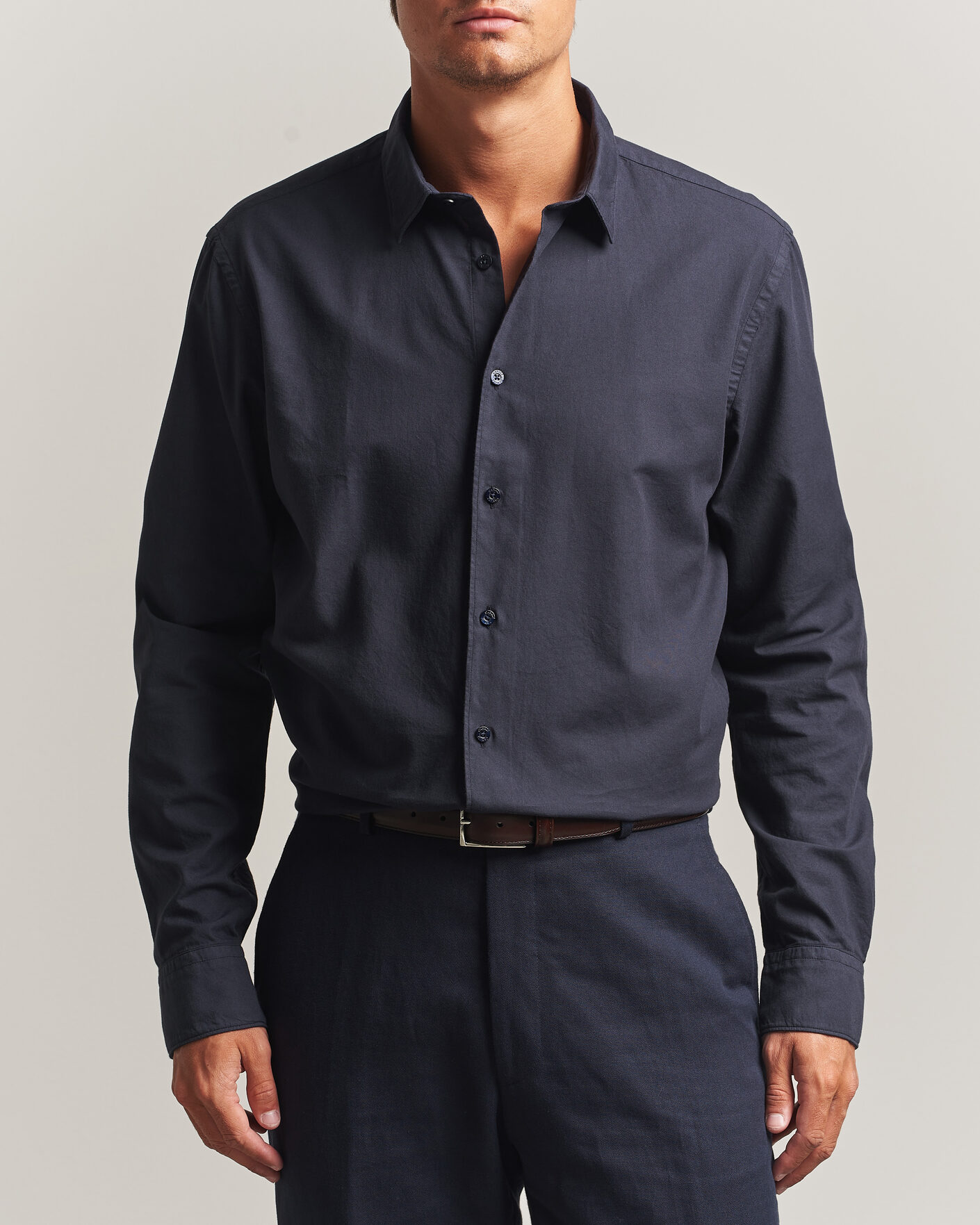 Uomini | Camicie | Canali | Garment Dyed Cotton Shirt Navy