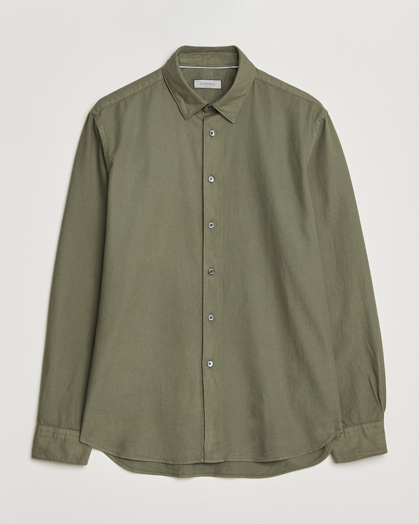 Uomini | Camicie | Canali | Garment Dyed Cotton Shirt Olive