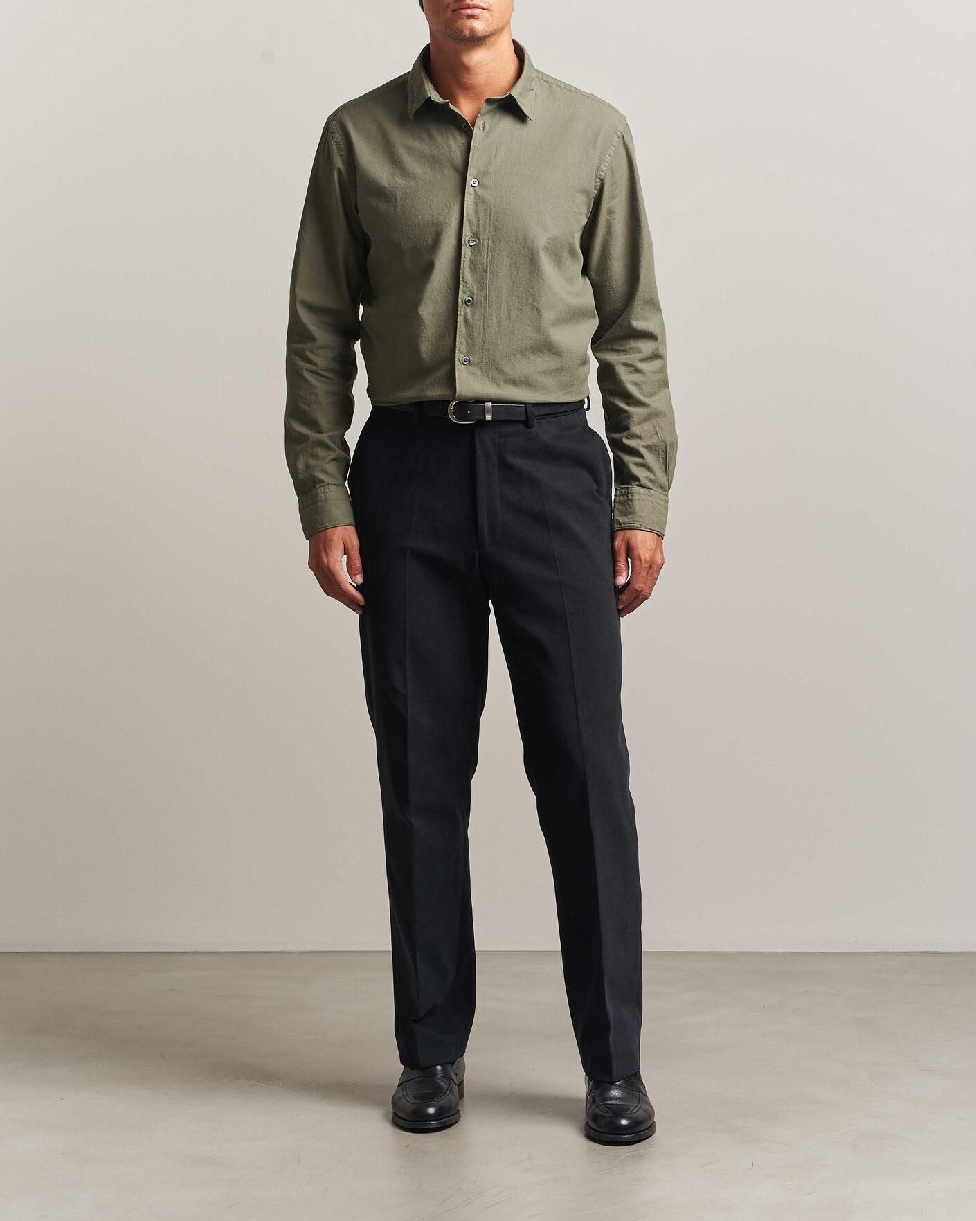 Uomini | Camicie | Canali | Garment Dyed Cotton Shirt Olive