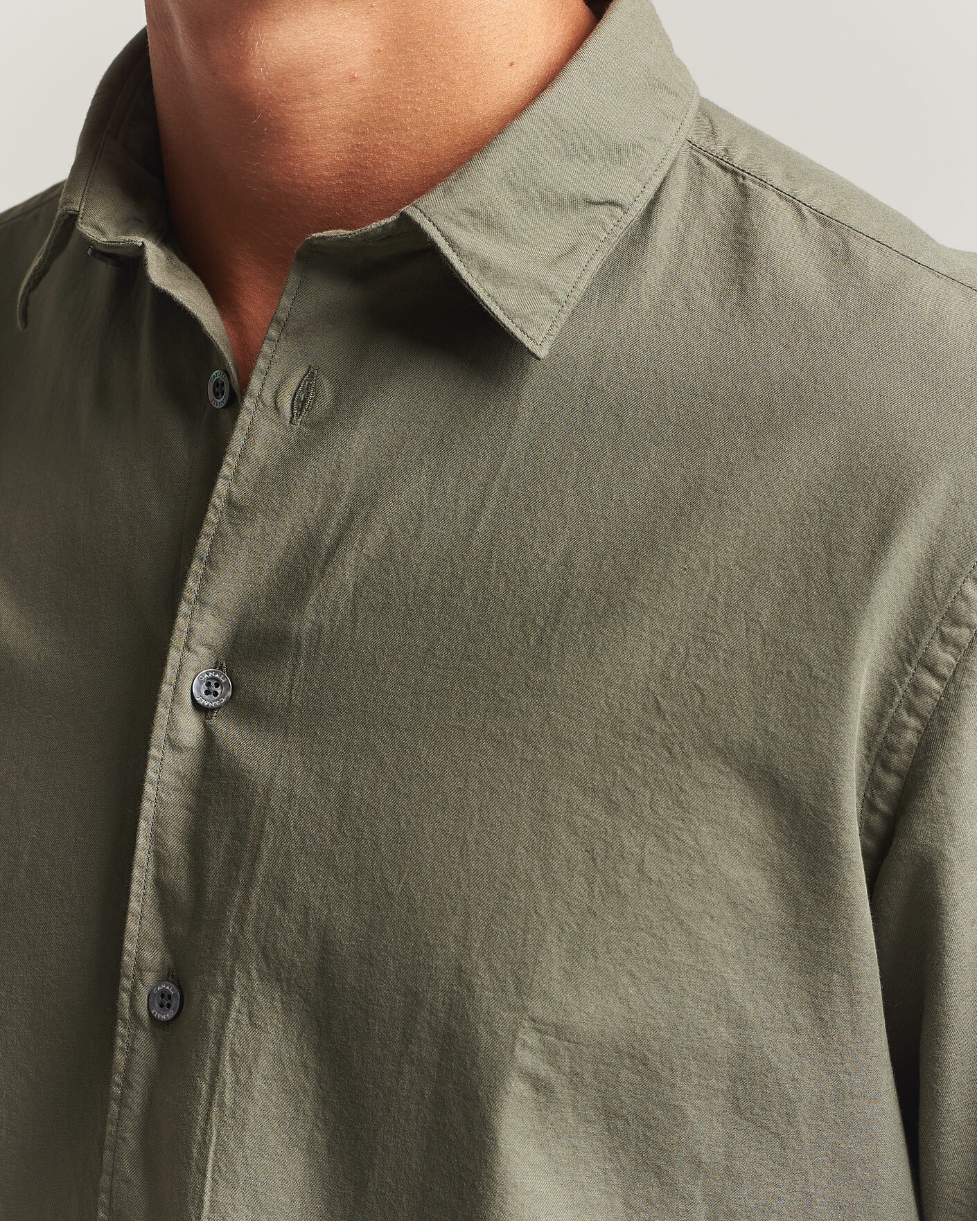Uomini | Camicie | Canali | Garment Dyed Cotton Shirt Olive