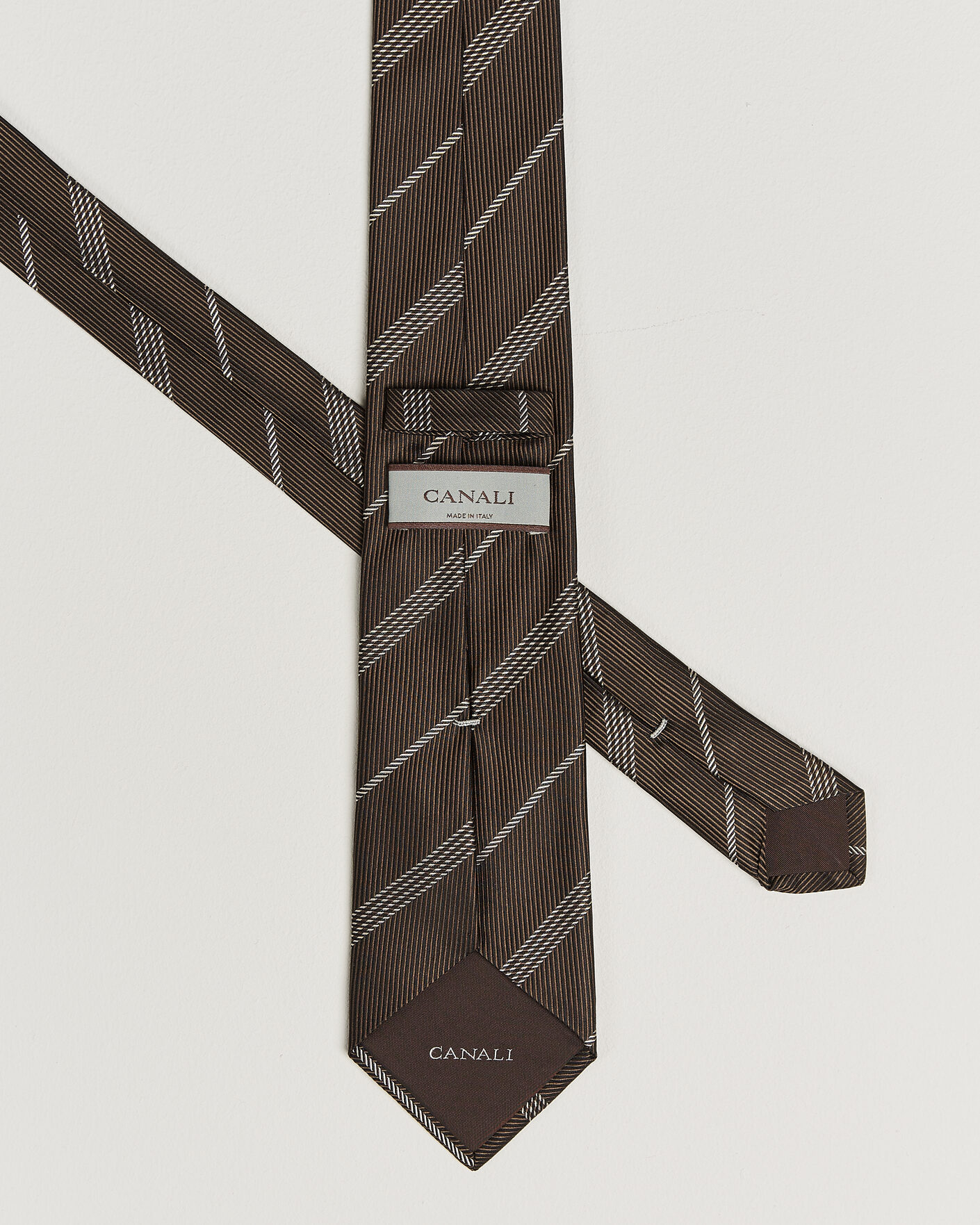 Uomini | Cravatte | Canali | Regimental Stripe Silk Tie Brown