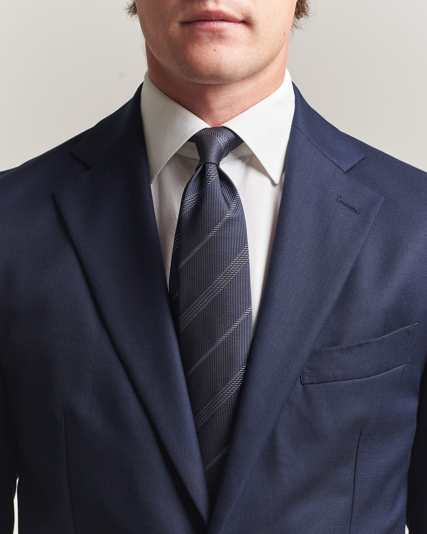 Uomini | Cravatte | Canali | Regimental Stripe Silk Tie Navy