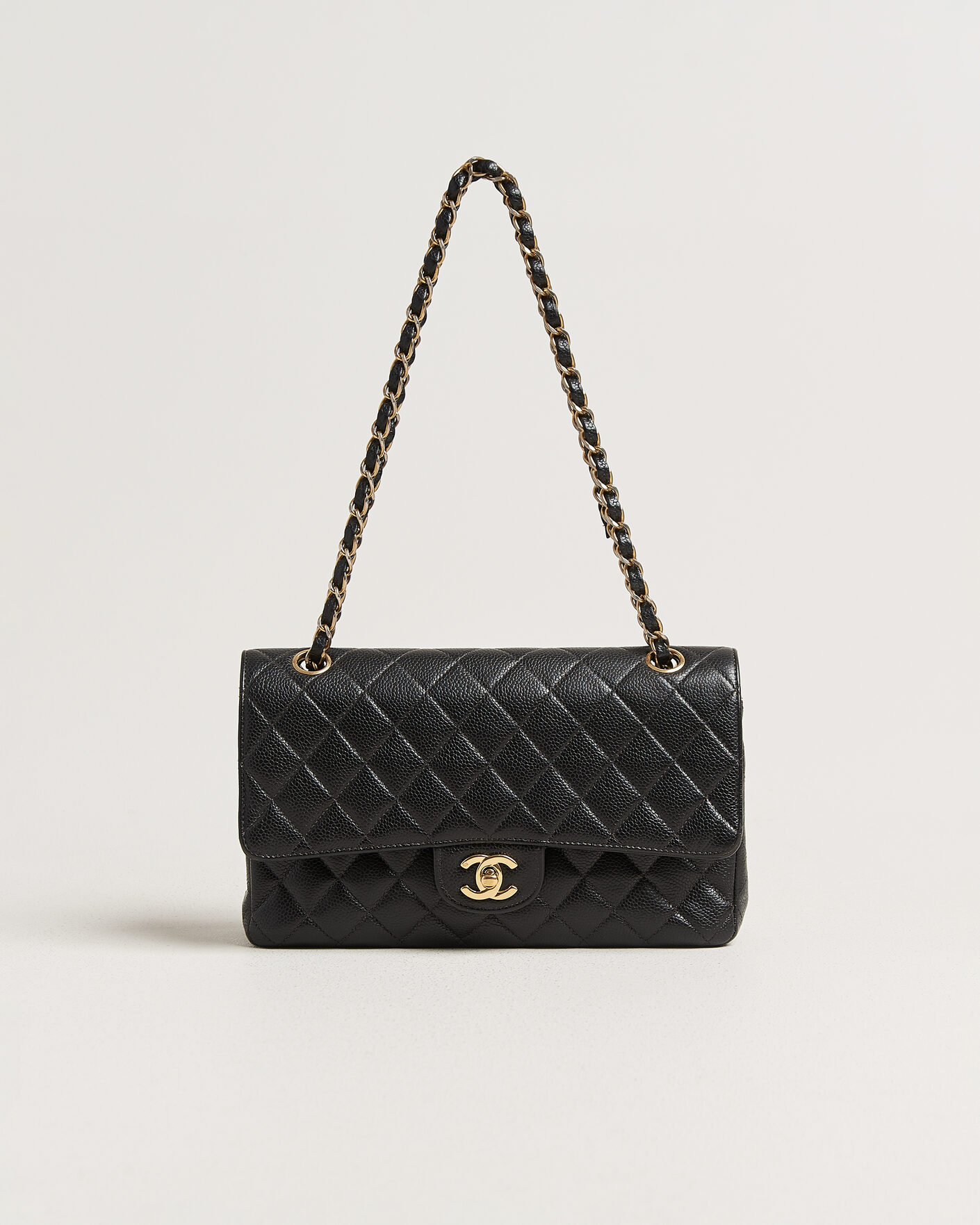 Uomini | Chanel Pre-Owned Classic Medium Double Flap Bag Caviar Leather Black | Chanel Pre-Owned | Classic Medium Double Flap Bag Caviar Leather Black