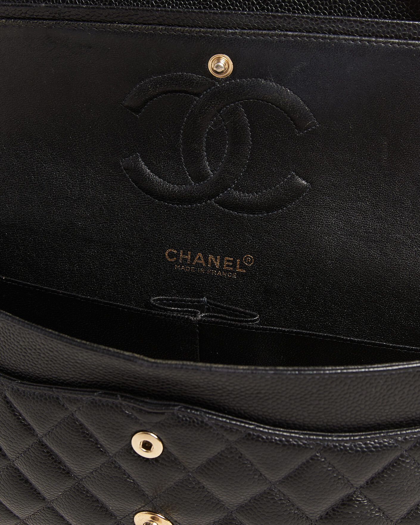 Uomini | Chanel Pre-Owned Classic Medium Double Flap Bag Caviar Leather Black | Chanel Pre-Owned | Classic Medium Double Flap Bag Caviar Leather Black