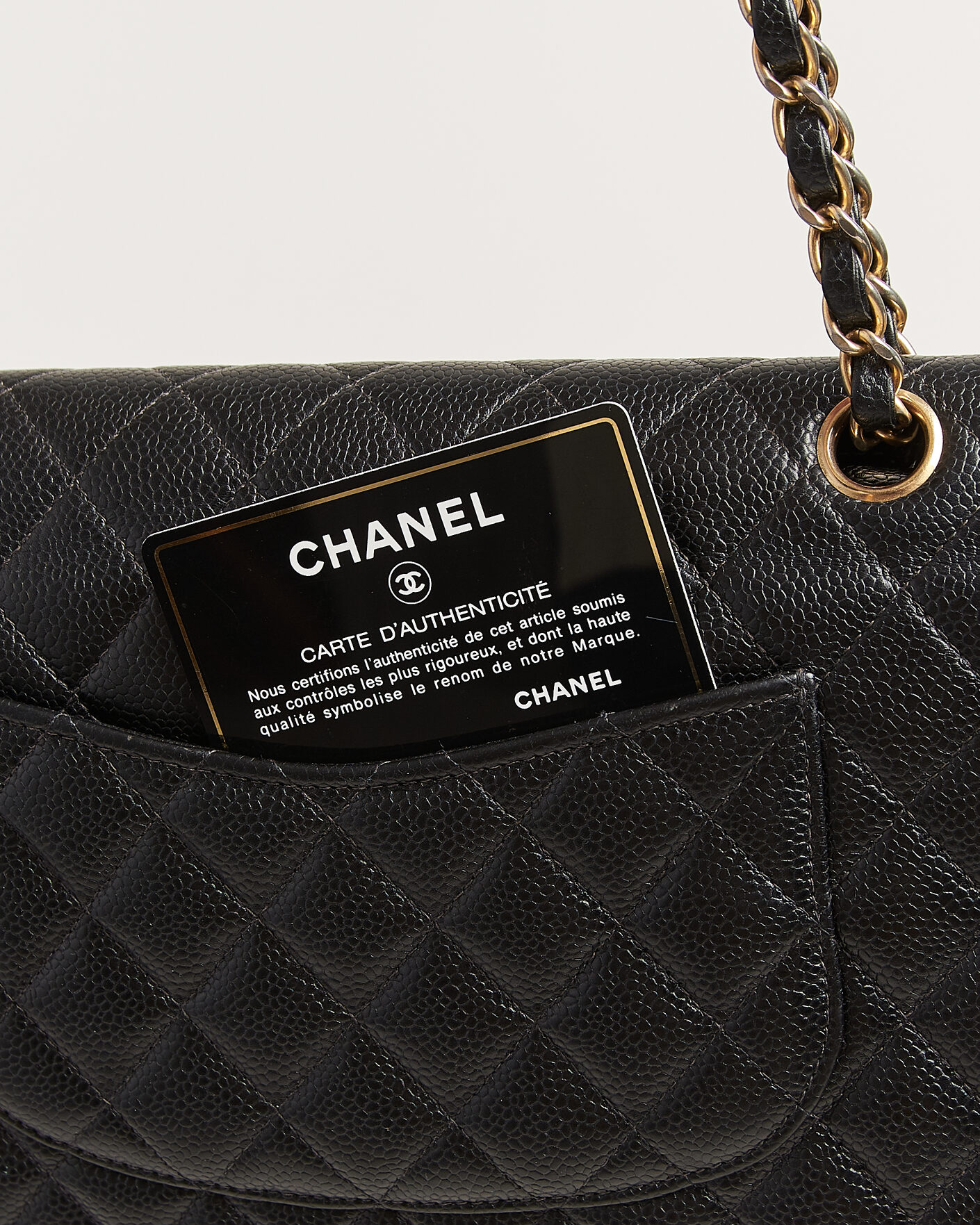 Uomini | Chanel Pre-Owned Classic Medium Double Flap Bag Caviar Leather Black | Chanel Pre-Owned | Classic Medium Double Flap Bag Caviar Leather Black