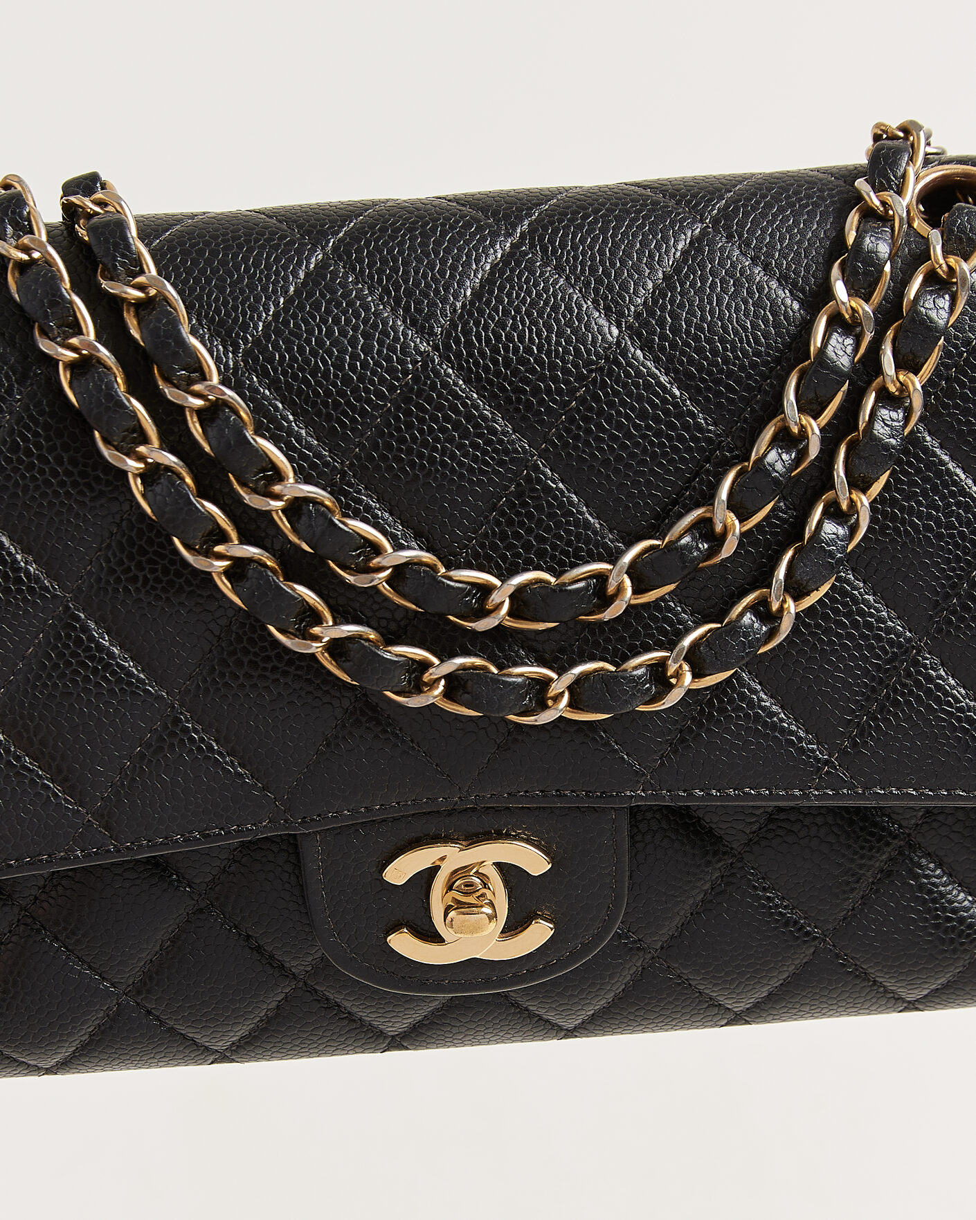 Uomini | Chanel Pre-Owned Classic Medium Double Flap Bag Caviar Leather Black | Chanel Pre-Owned | Classic Medium Double Flap Bag Caviar Leather Black