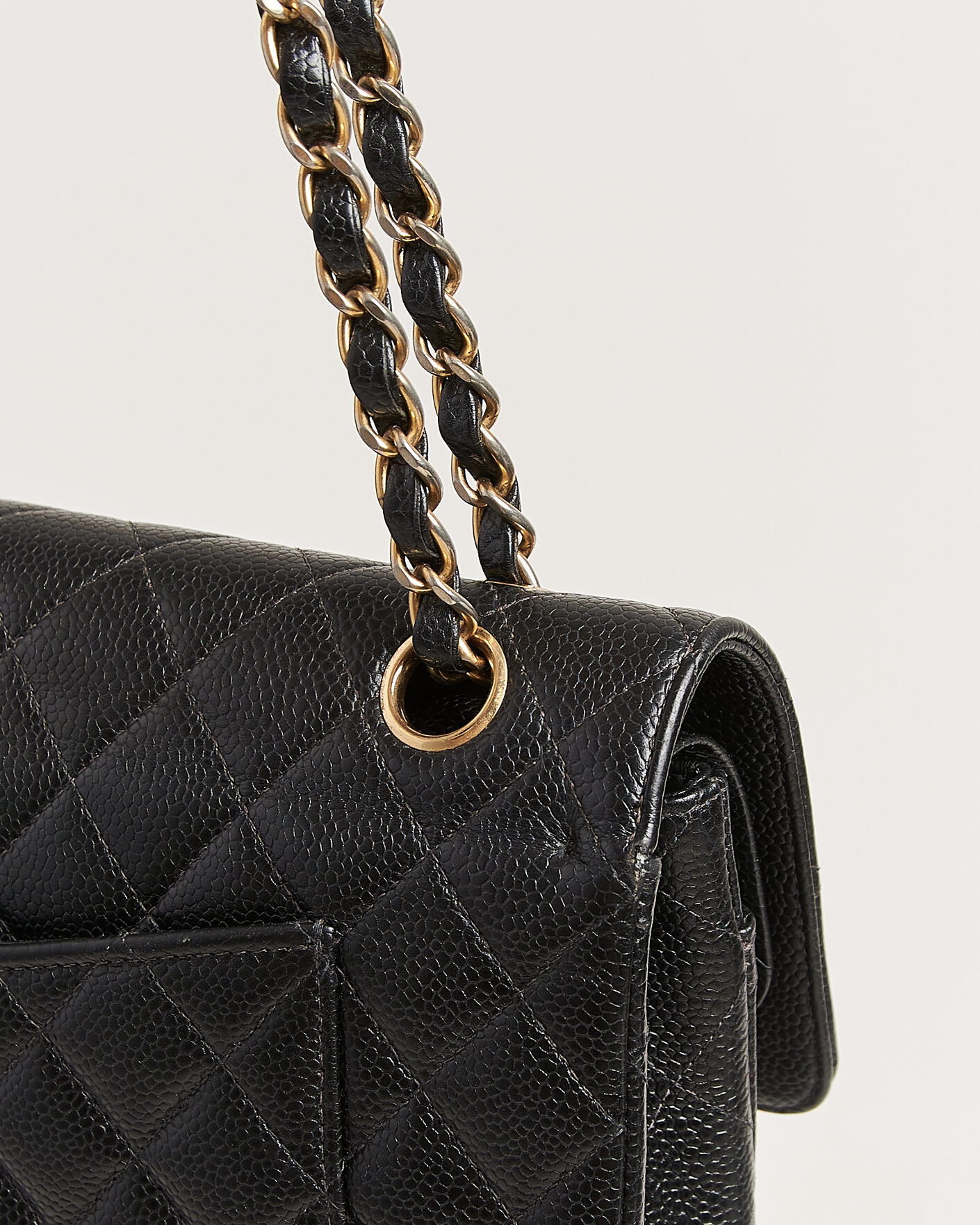 Uomini | Chanel Pre-Owned Classic Medium Double Flap Bag Caviar Leather Black | Chanel Pre-Owned | Classic Medium Double Flap Bag Caviar Leather Black