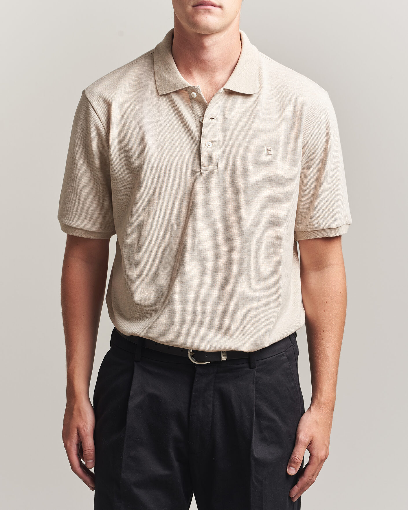 Uomini | Polo | Ralph Lauren Purple Label | Short Sleeve Mercerized Cotton Polo Beige Melange