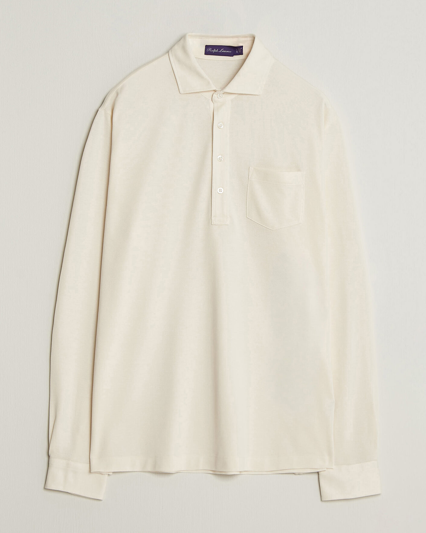 Uomini | Polo | Ralph Lauren Purple Label | Long Sleeve Washed Polo Classic Cream