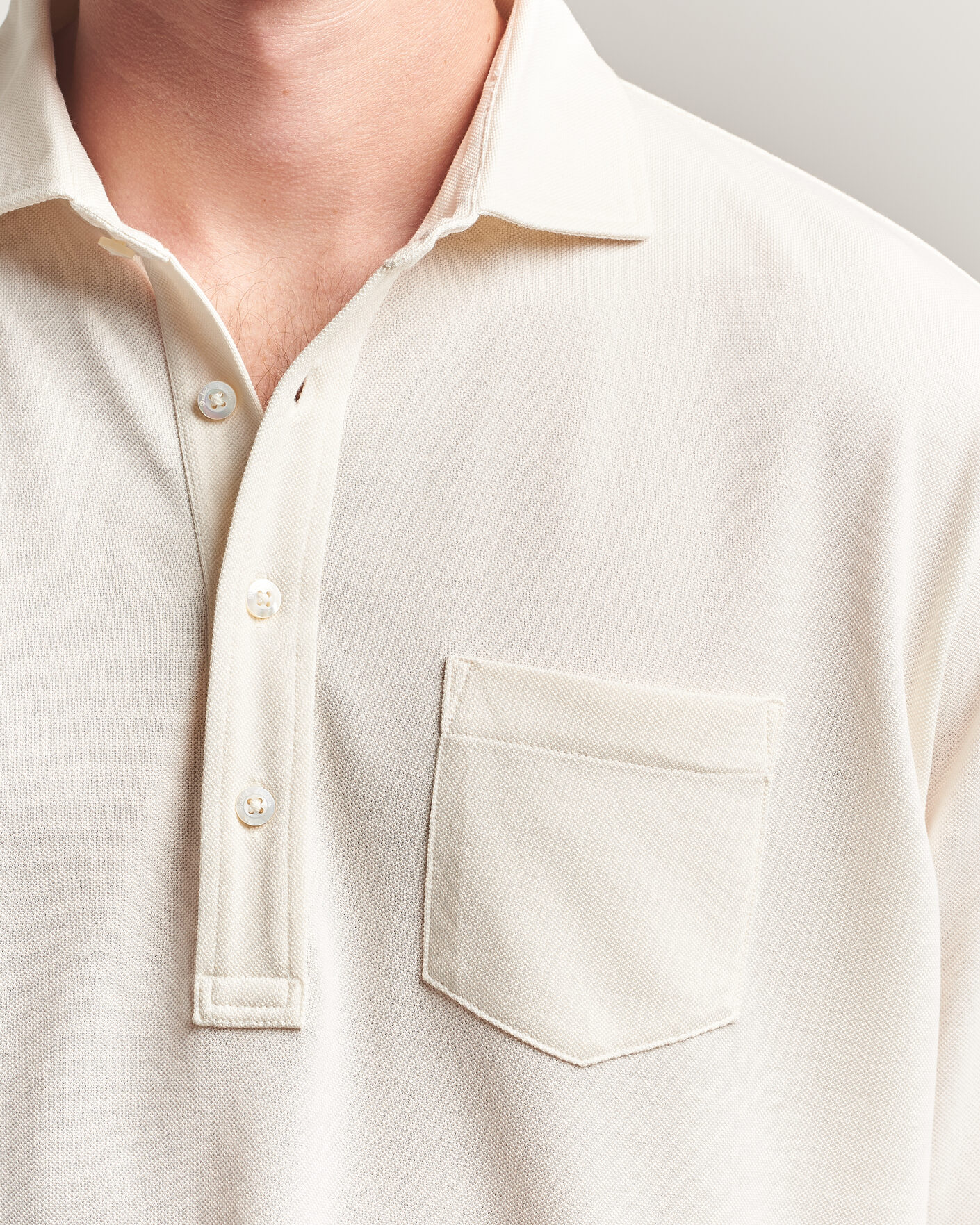 Uomini | Polo | Ralph Lauren Purple Label | Long Sleeve Washed Polo Classic Cream