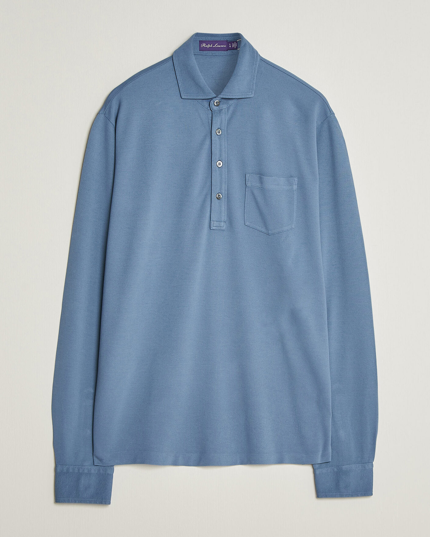 Uomini | Polo | Ralph Lauren Purple Label | Long Sleeve Washed Polo Blue Horizon