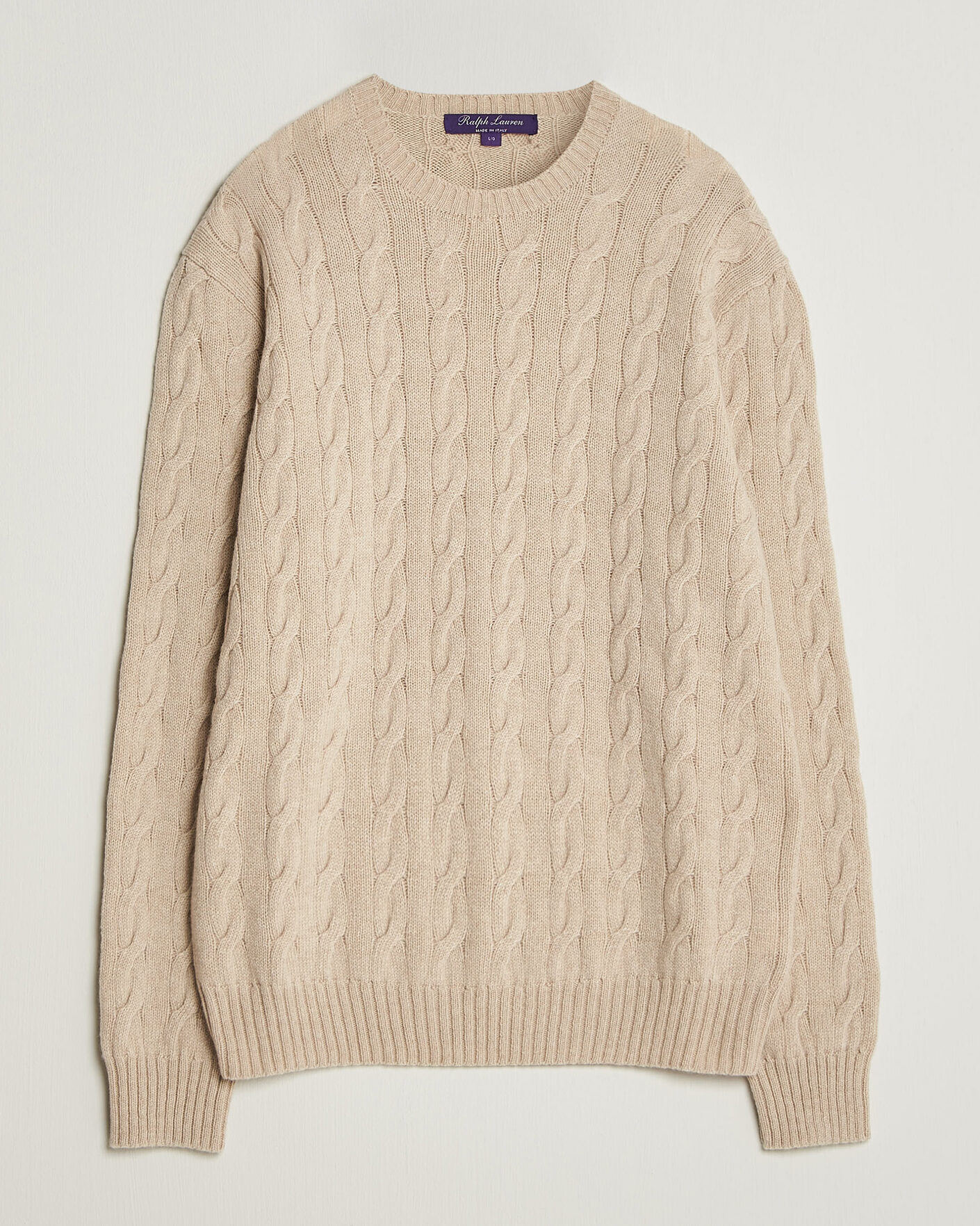 Uomini | Maglieria | Ralph Lauren Purple Label | Cashmere Cable Sweater Beige Melange