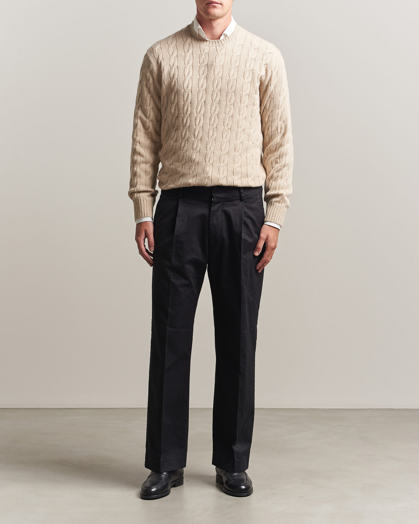 Uomini | Maglieria | Ralph Lauren Purple Label | Cashmere Cable Sweater Beige Melange