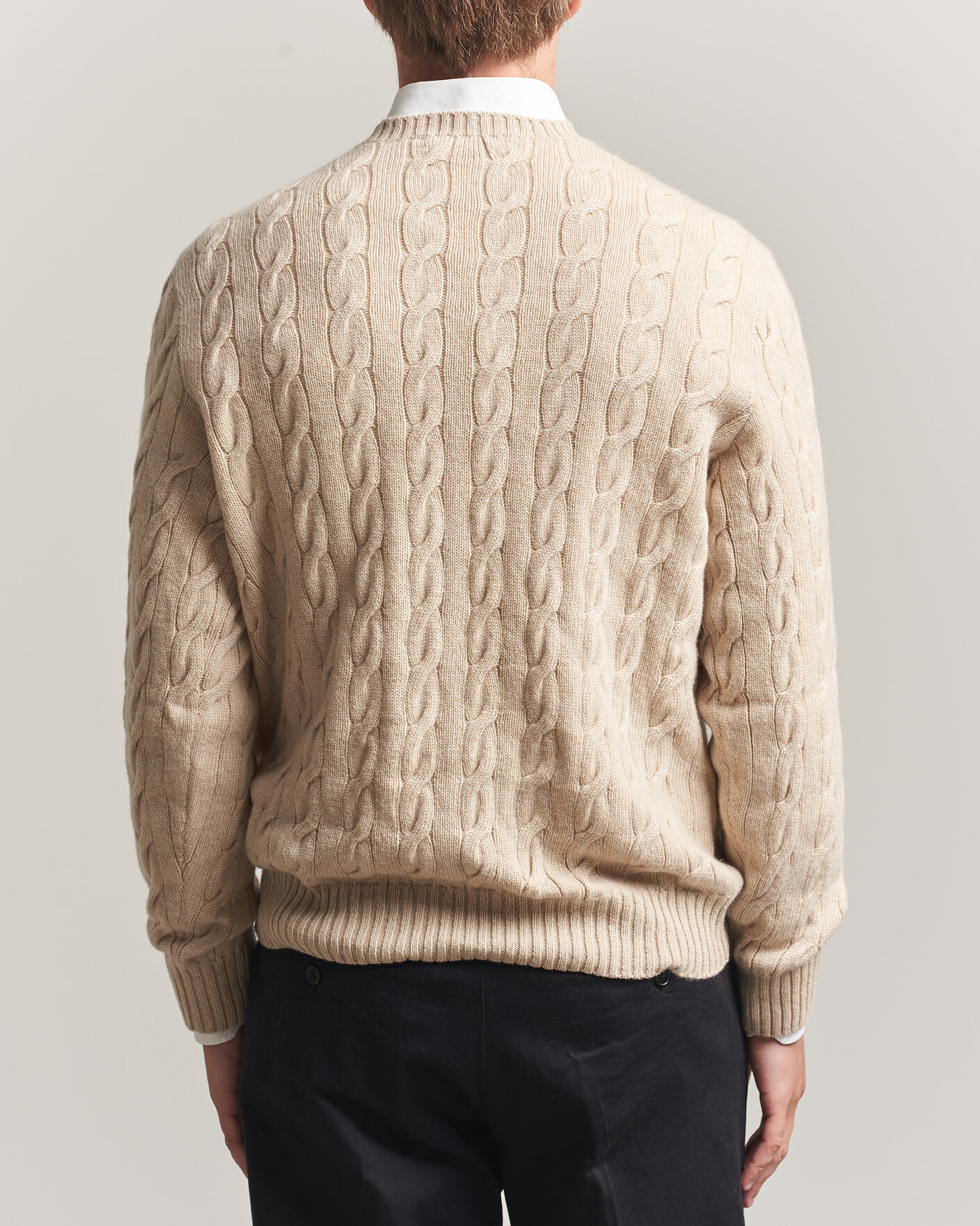 Uomini | Maglieria | Ralph Lauren Purple Label | Cashmere Cable Sweater Beige Melange