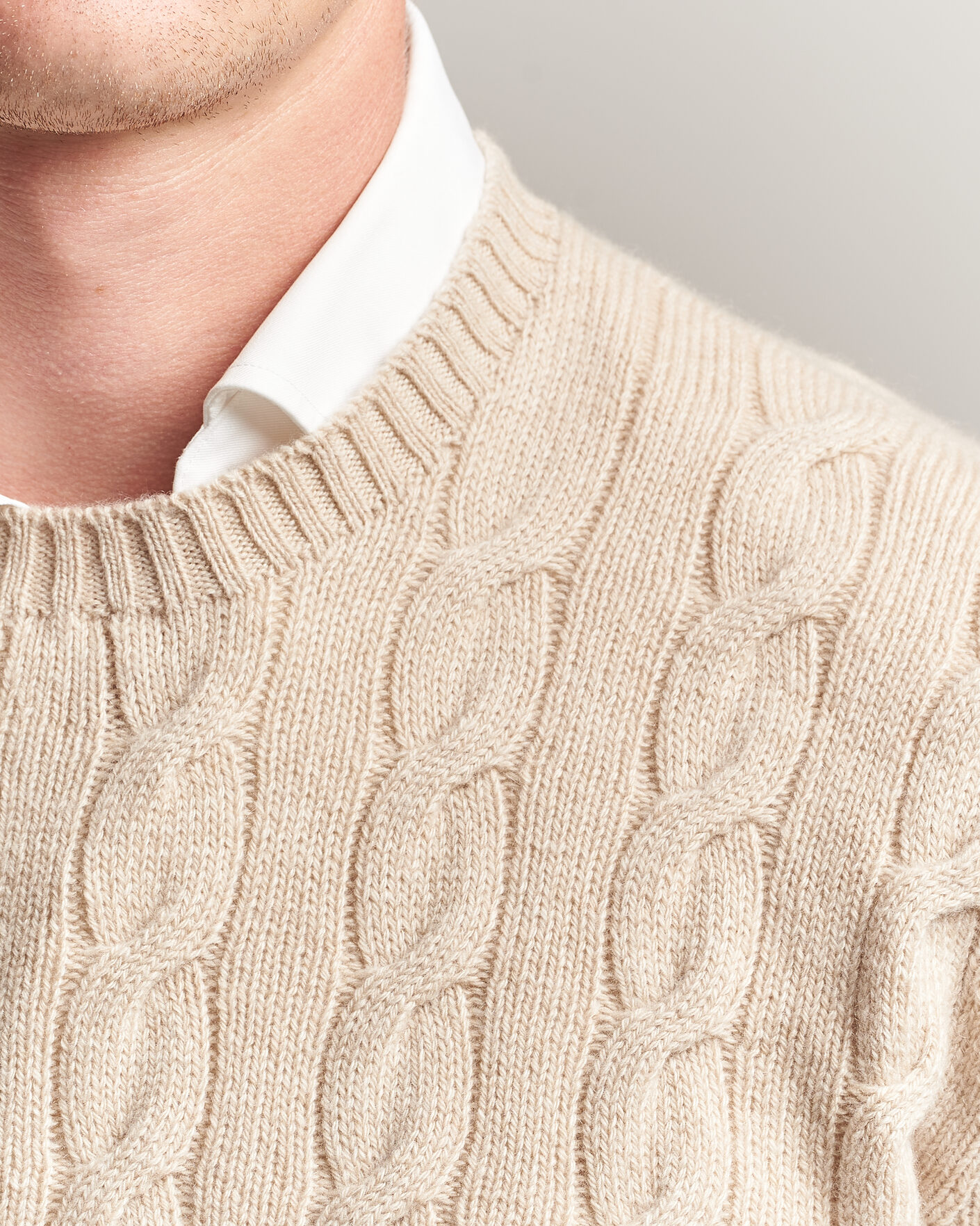 Uomini | Maglieria | Ralph Lauren Purple Label | Cashmere Cable Sweater Beige Melange