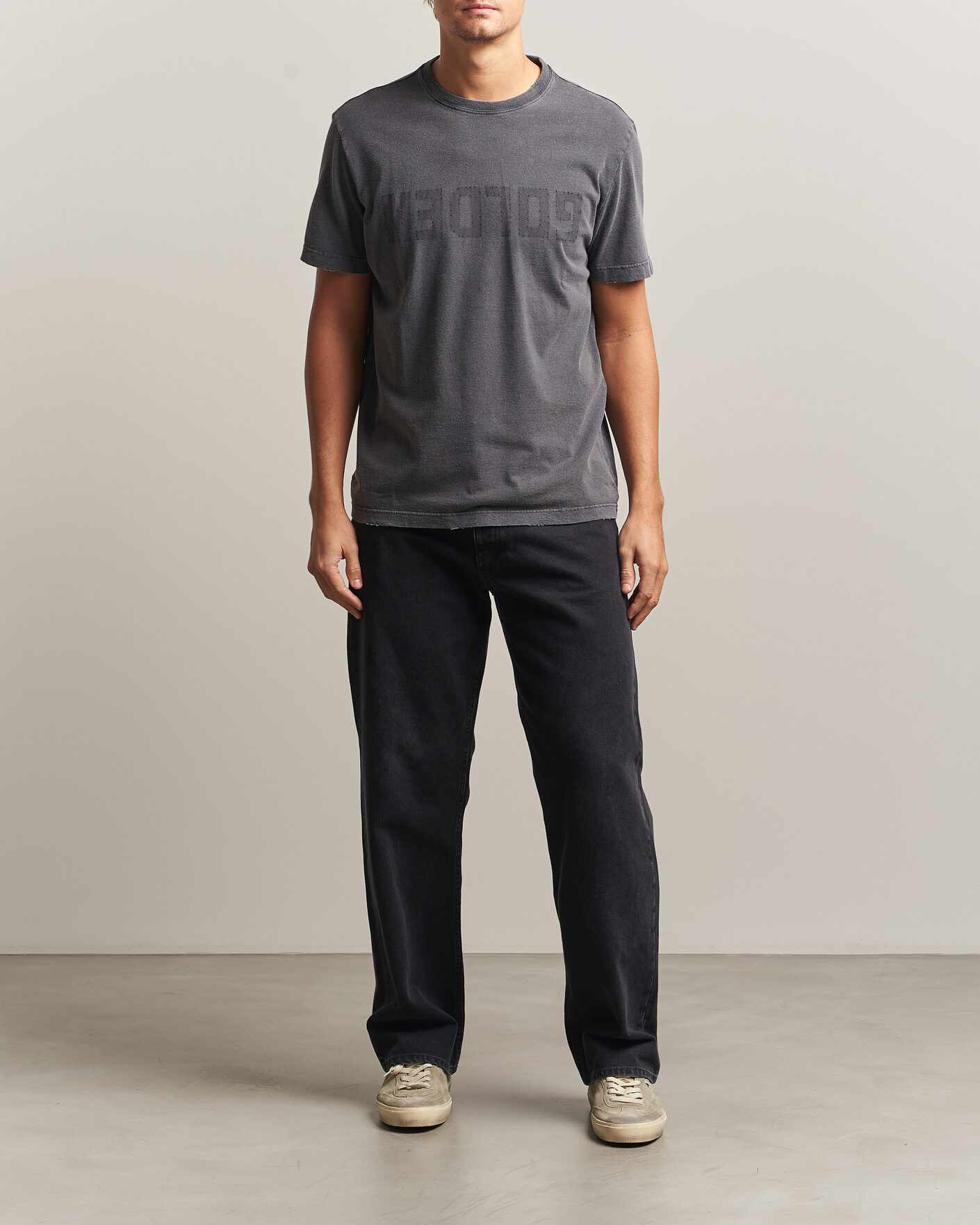 Uomini | T-shirt | Golden Goose | Distressed Cotton T-Shirt Anthracite