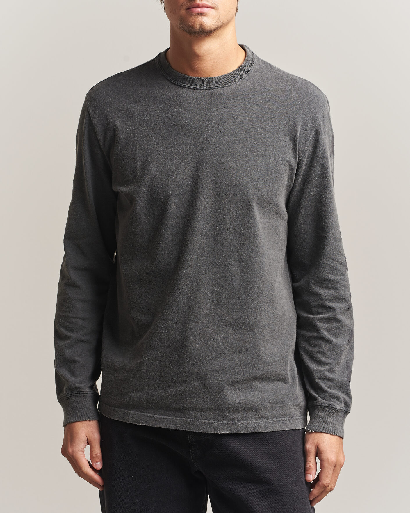 Uomini | Maglieria | Golden Goose | Long Sleeve Garment Dyed T-Shirt Anthracite