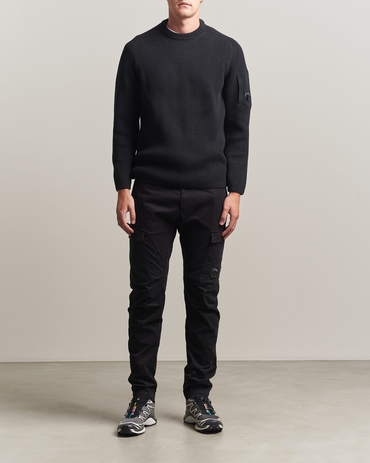 Uomini | Pantaloni | C.P. Company | Stretch Satin Lens Cargo Pants Black