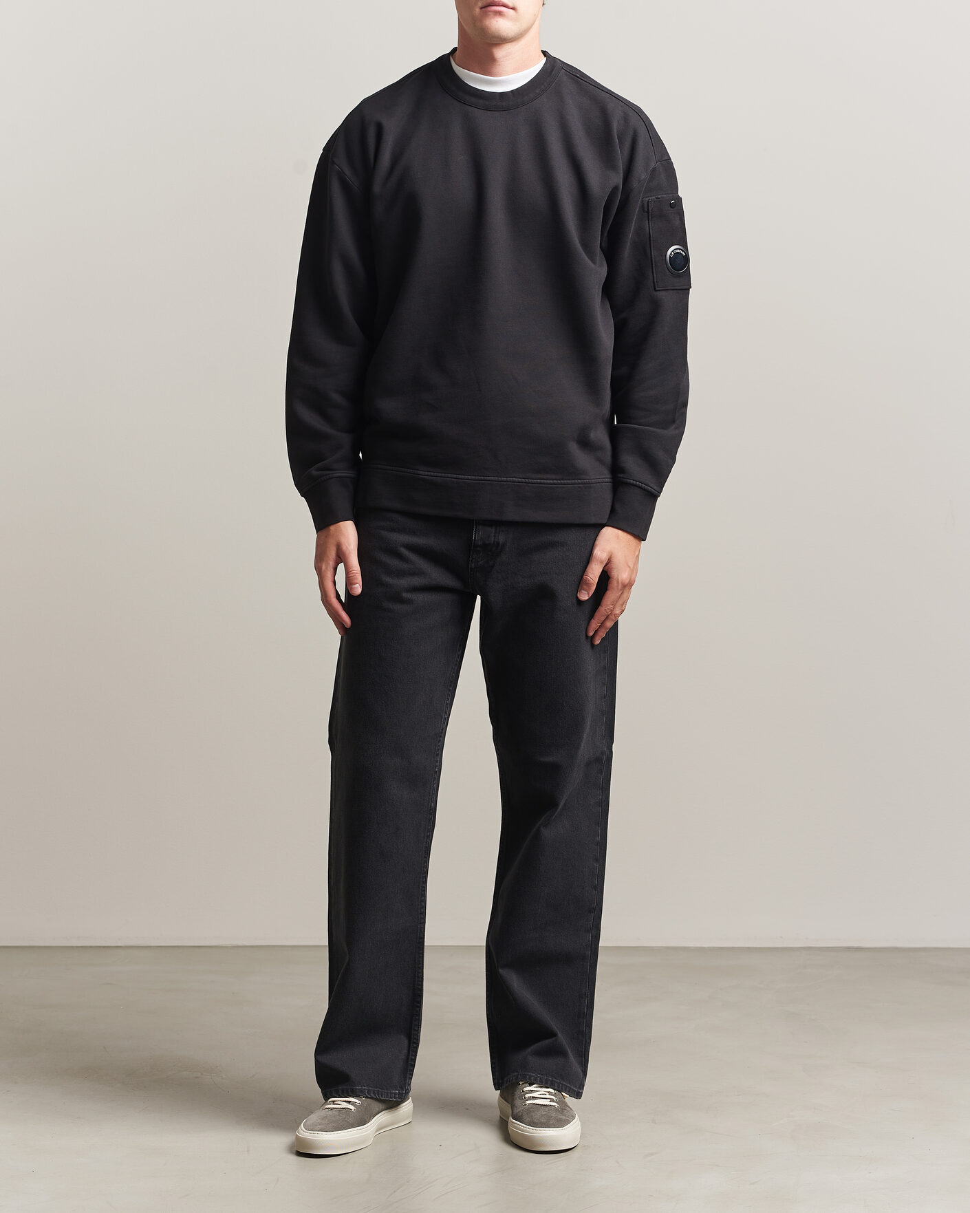 Uomini | Maglieria | C.P. Company | Brushed Emerized Fleece Lens Sweatshirt Black