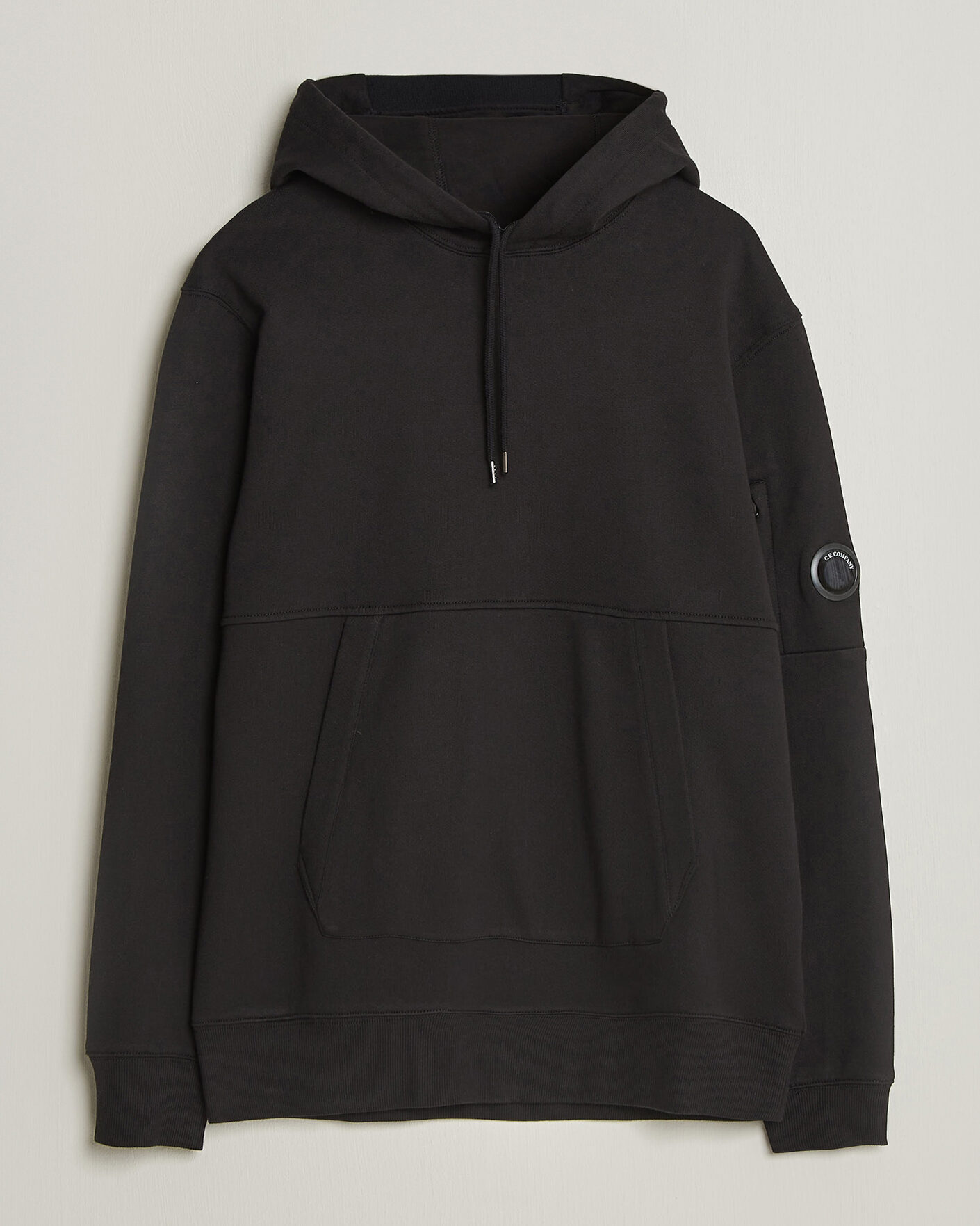 Uomini | Maglieria | C.P. Company | Diagonal Raised Fleece Lens Hood Black