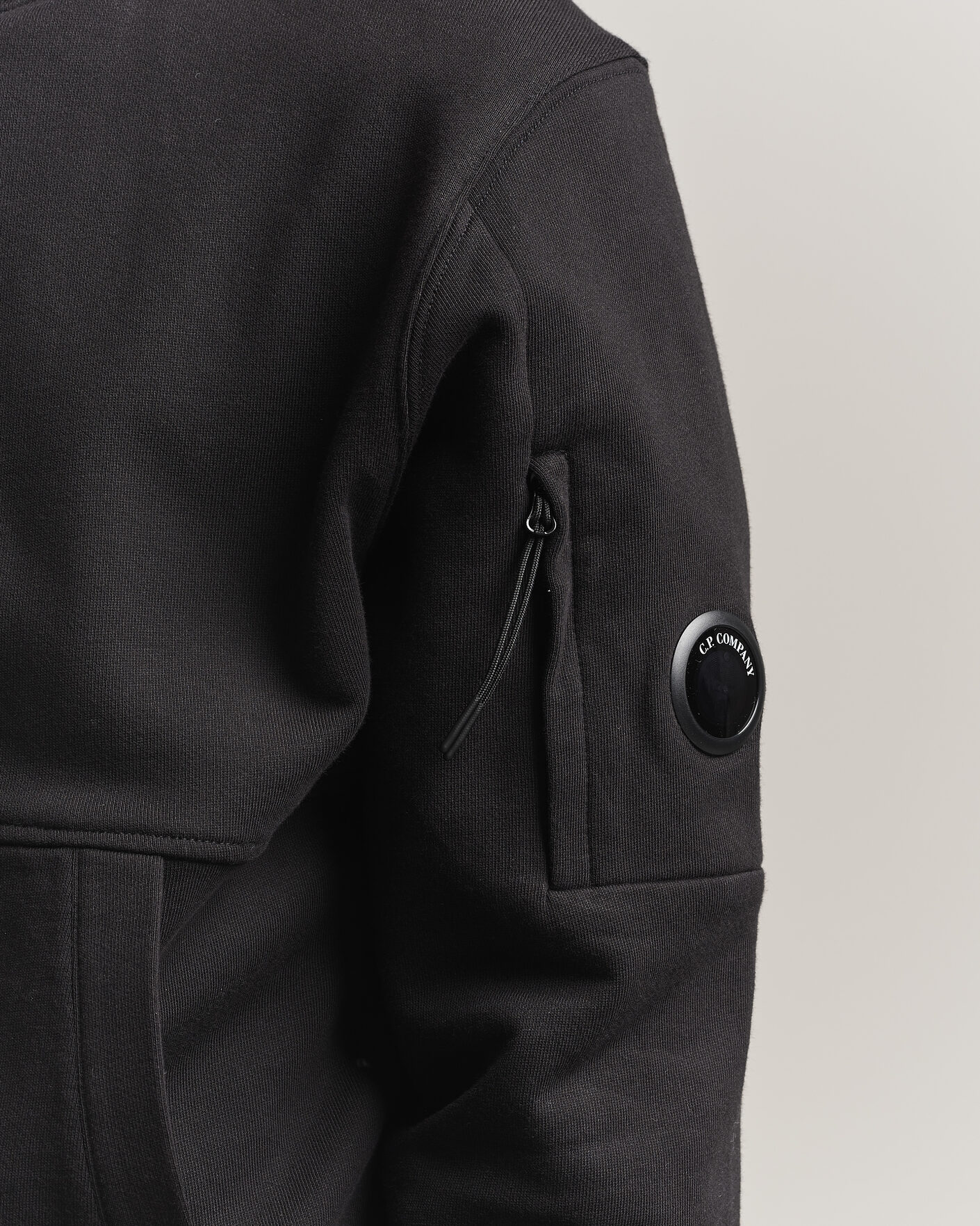 Uomini | Maglieria | C.P. Company | Diagonal Raised Fleece Lens Hood Black