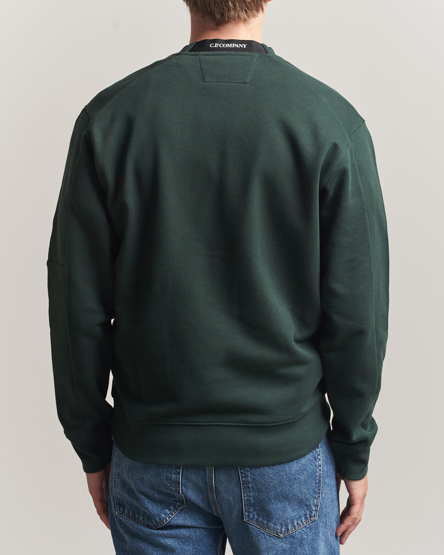 Uomini | Maglieria | C.P. Company | Diagonal Raised Fleece Lens Sweatshirt Emerald Green