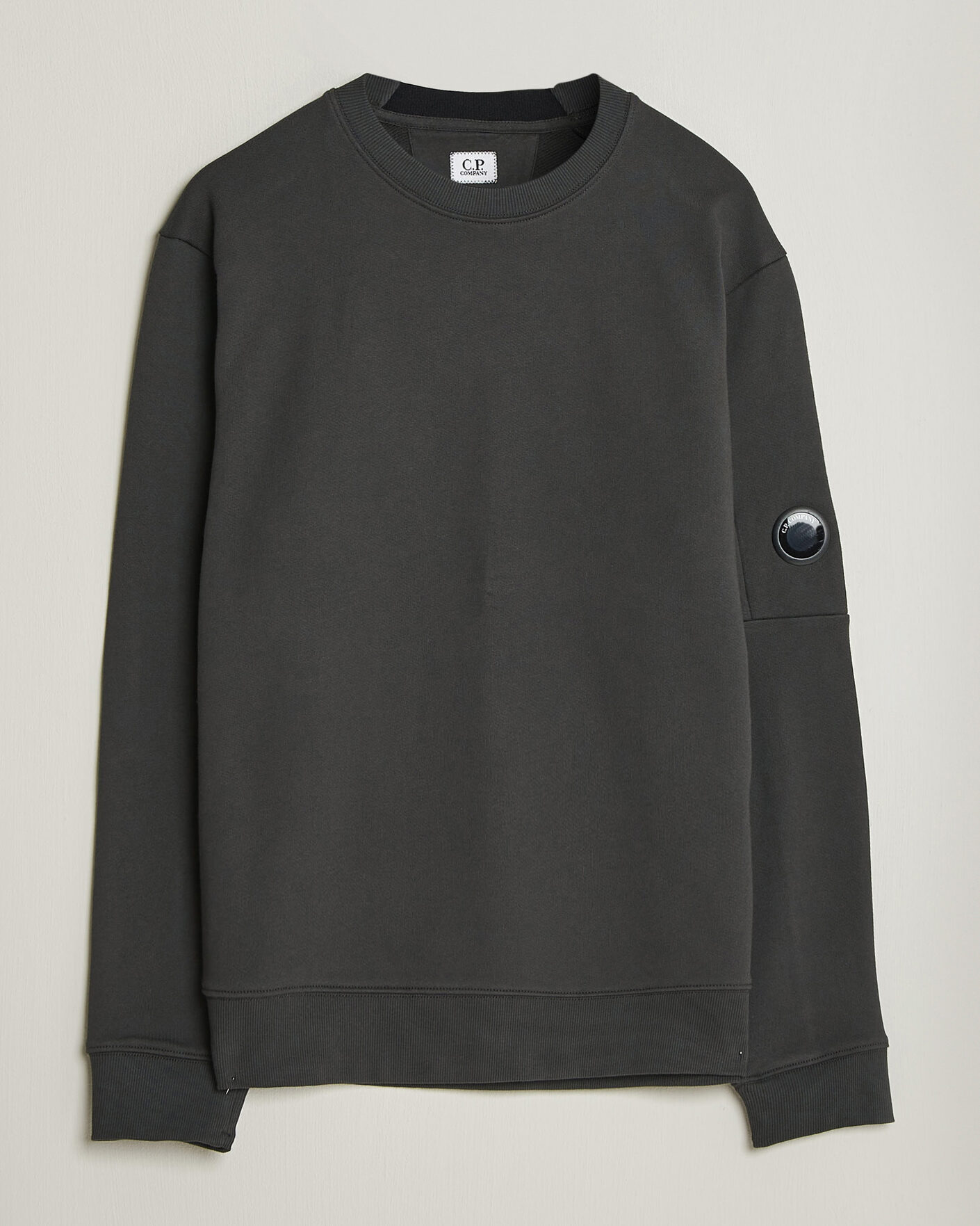 Uomini | Maglieria | C.P. Company | Diagonal Raised Fleece Lens Sweatshirt Dark Grey