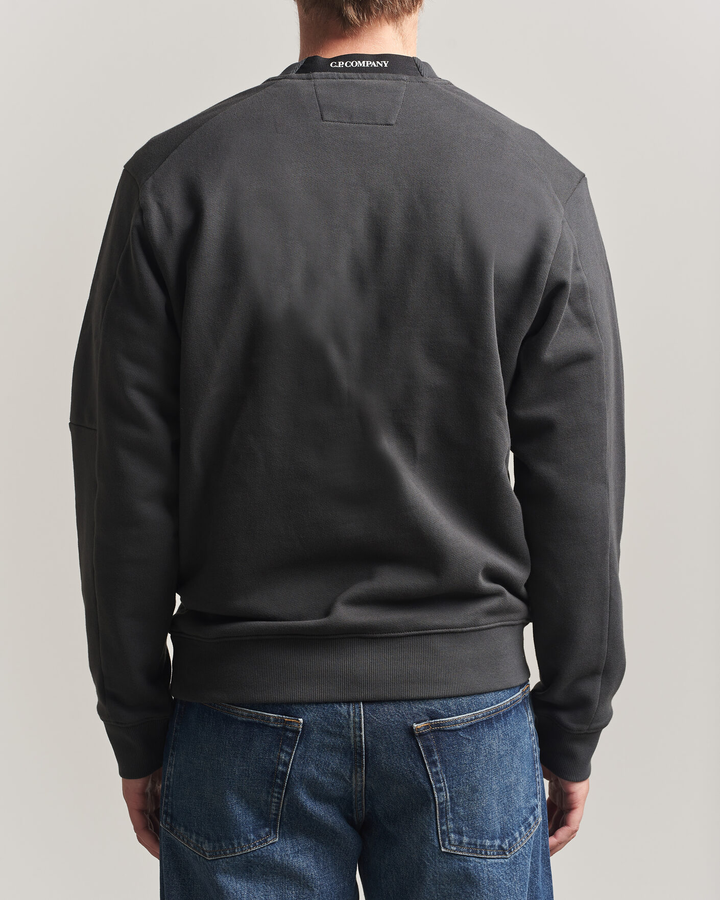 Uomini | Maglieria | C.P. Company | Diagonal Raised Fleece Lens Sweatshirt Dark Grey
