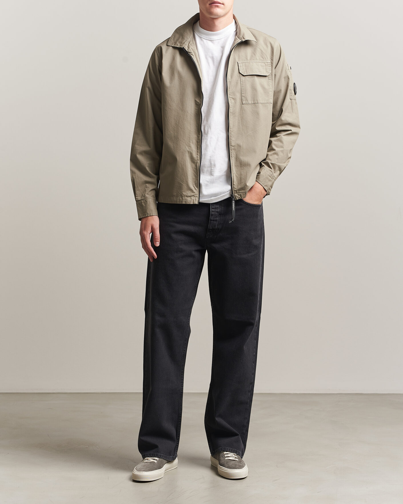 Uomini | Camicie | C.P. Company | Organic Cotton Gabardine Zip Overshirt Grey