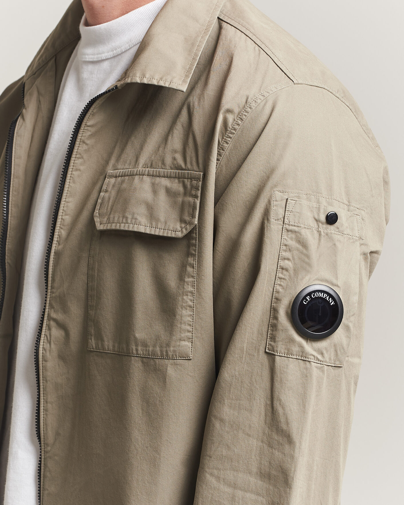 Uomini | Camicie | C.P. Company | Organic Cotton Gabardine Zip Overshirt Grey