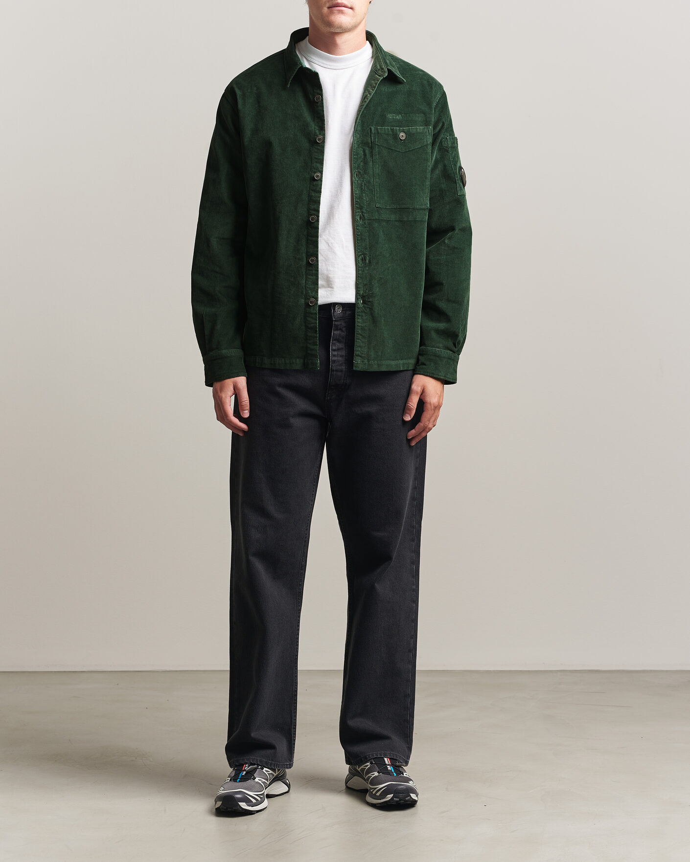 Uomini | Camicie | C.P. Company | Corduroy Lens Overshirt Emerald Green