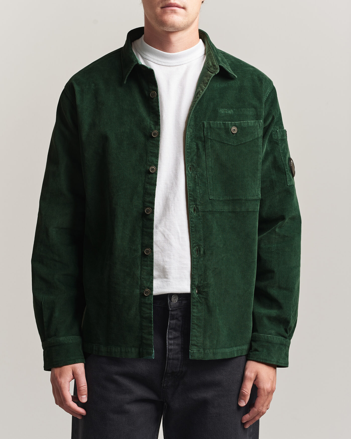 Uomini | Camicie | C.P. Company | Corduroy Lens Overshirt Emerald Green