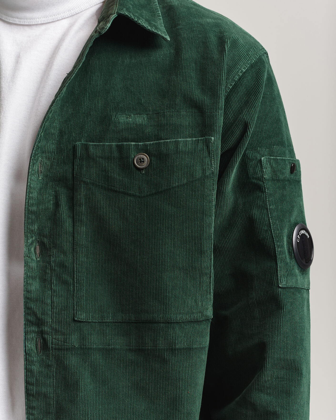 Uomini | Camicie | C.P. Company | Corduroy Lens Overshirt Emerald Green