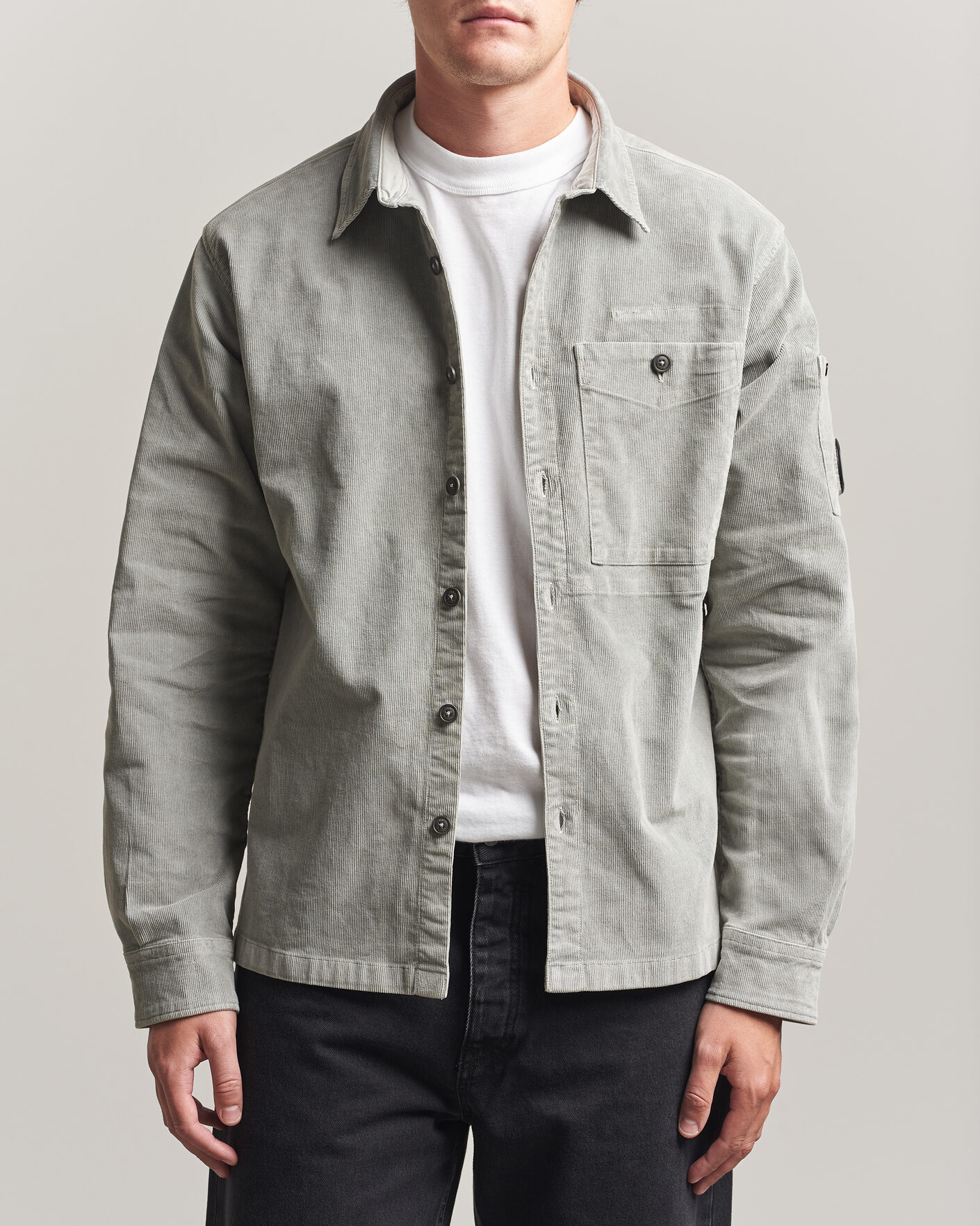 Uomini | Camicie | C.P. Company | Corduroy Lens Overshirt Light Grey