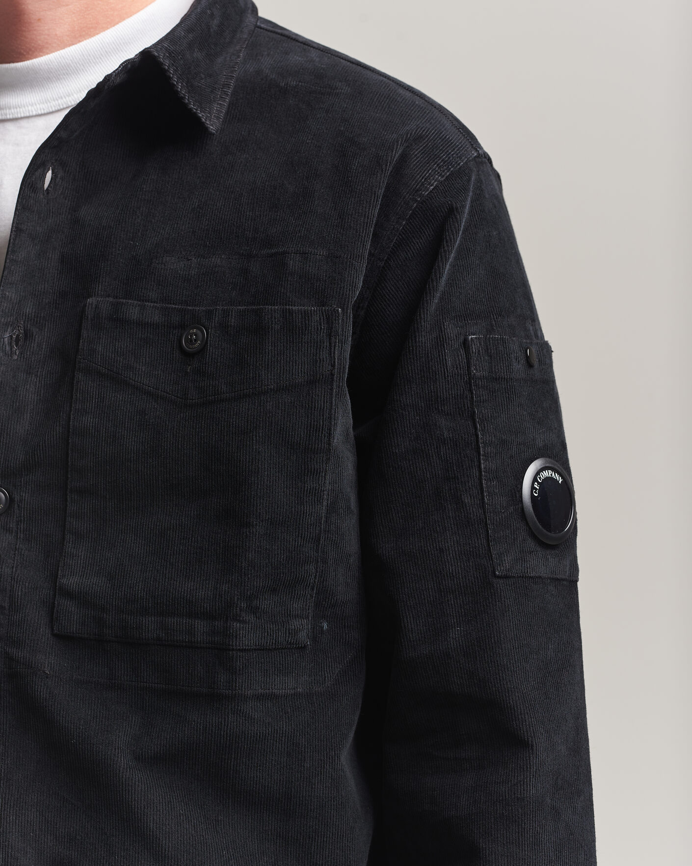 Uomini | Camicie | C.P. Company | Corduroy Lens Overshirt Black