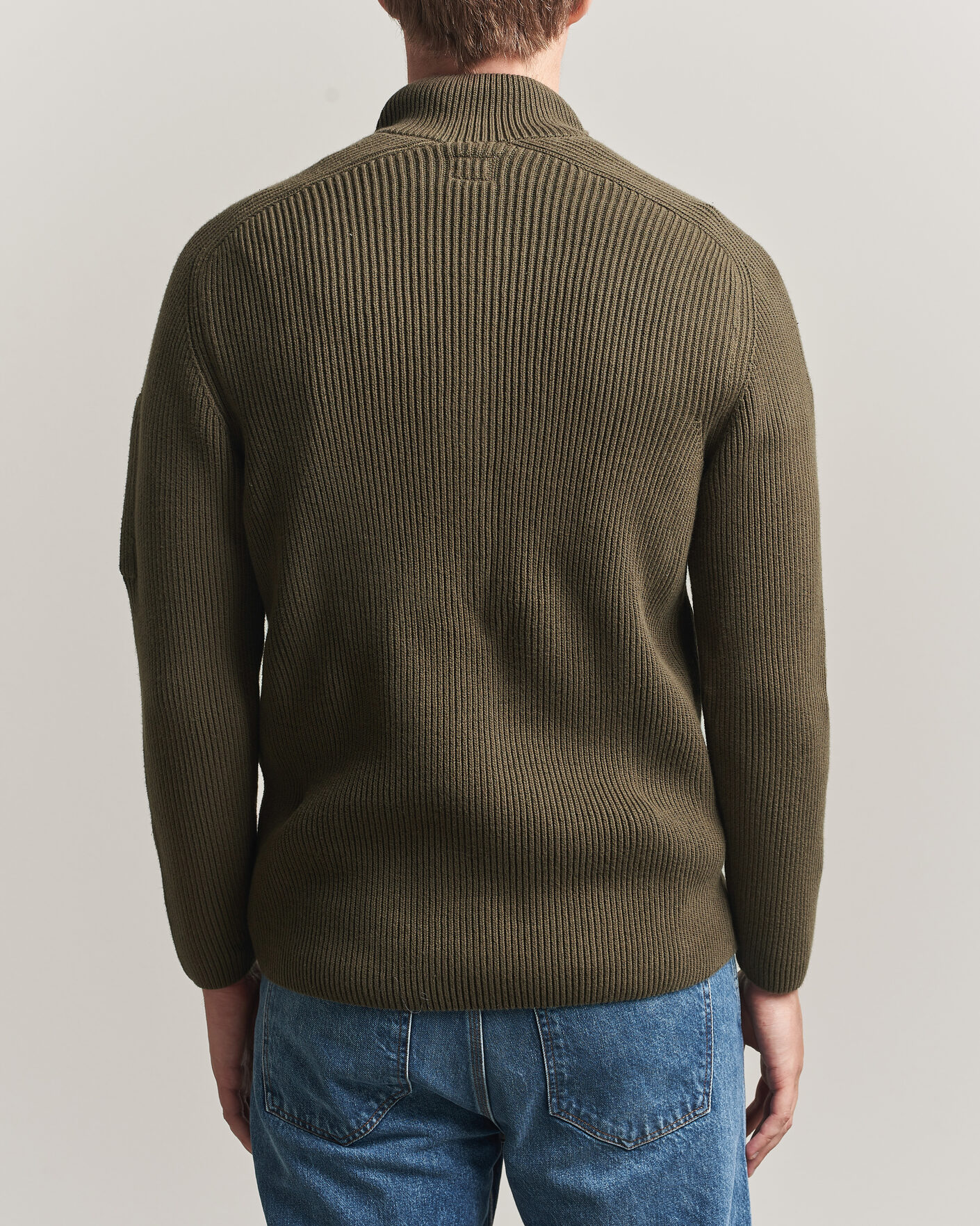 Uomini | Maglieria | C.P. Company | Full Rib Knitted Cotton Half Button Dark Green