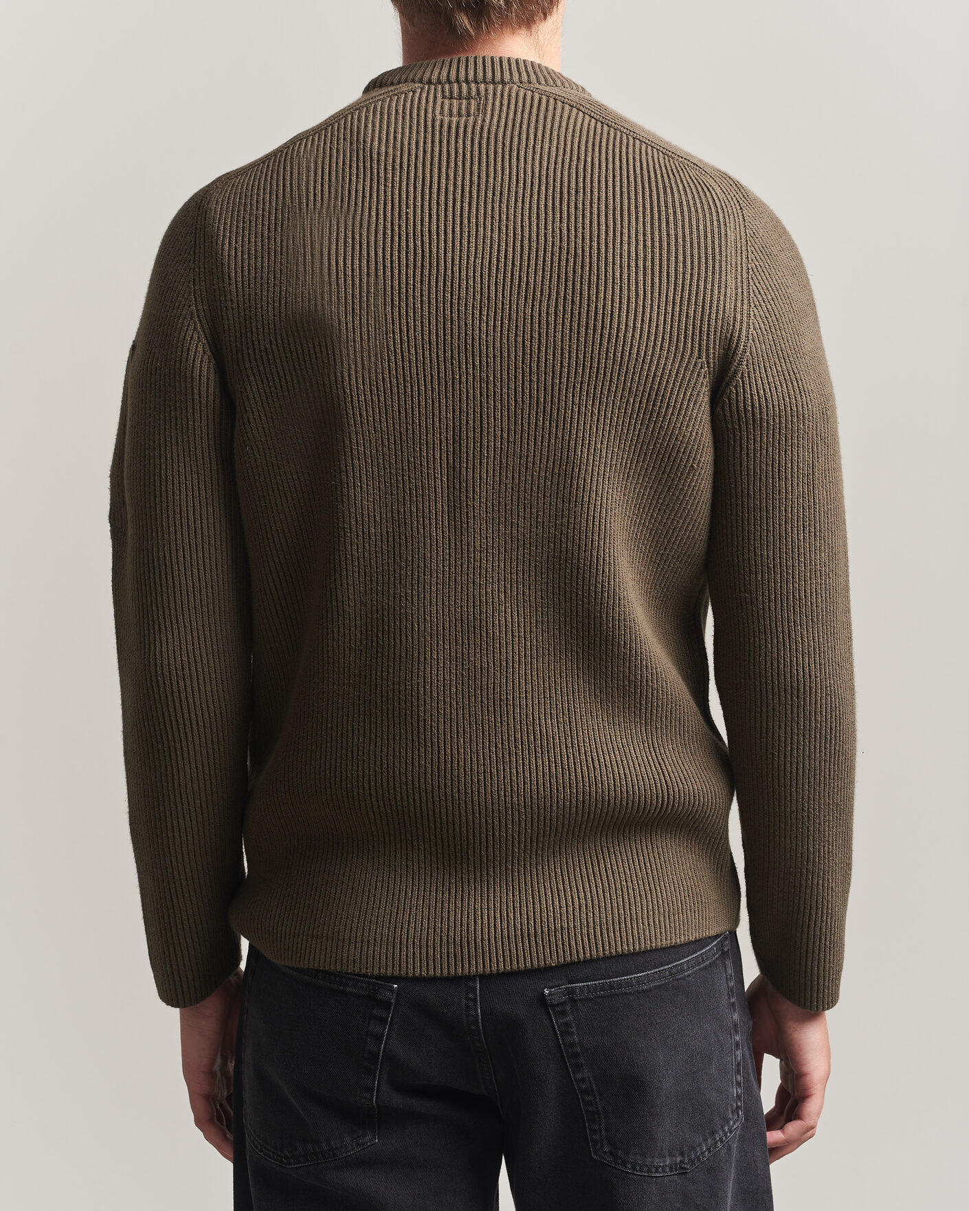 Uomini | Maglieria | C.P. Company | Full Rib Knitted Cotton Crew Neck Dark Green