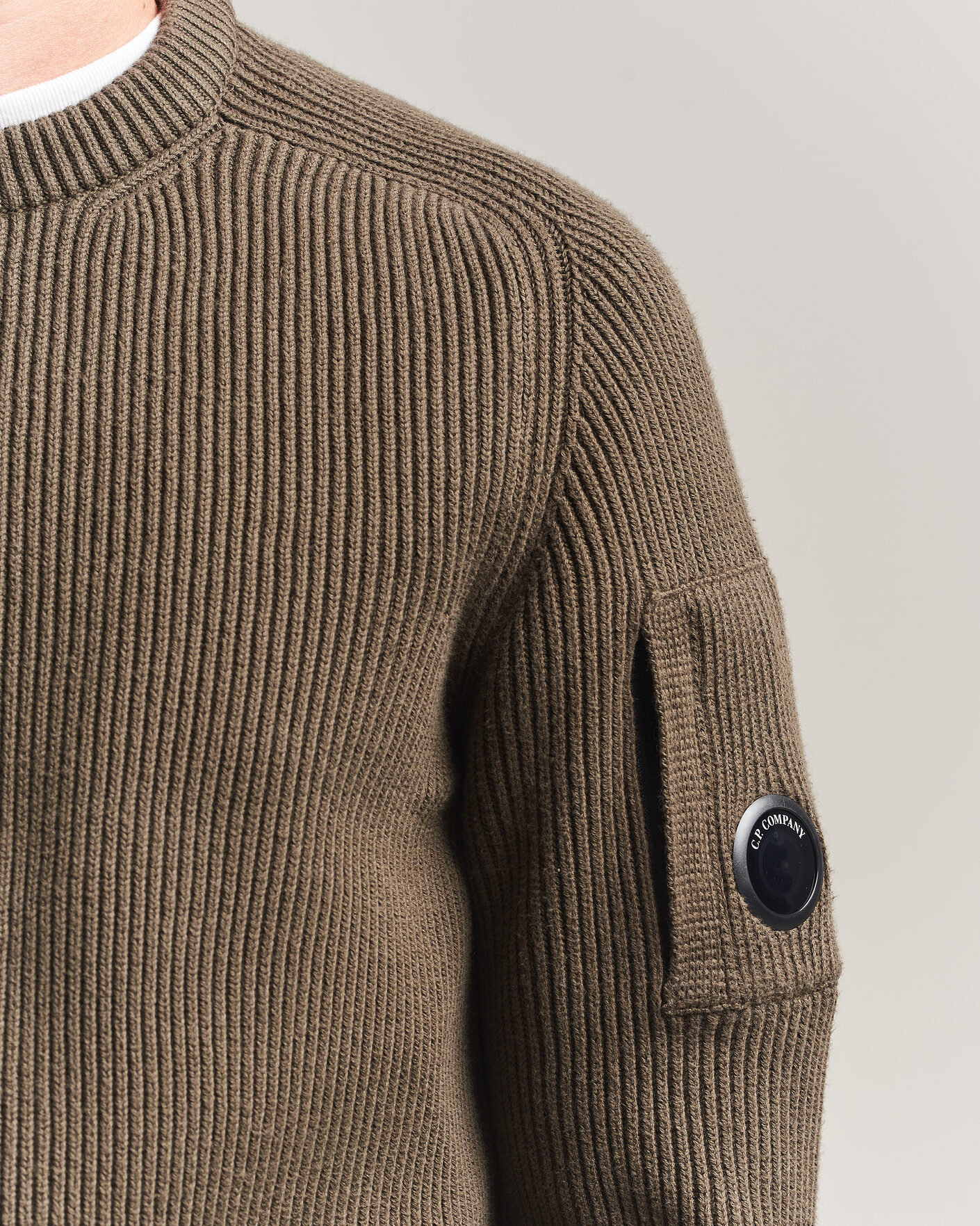 Uomini | Maglieria | C.P. Company | Full Rib Knitted Cotton Crew Neck Dark Green