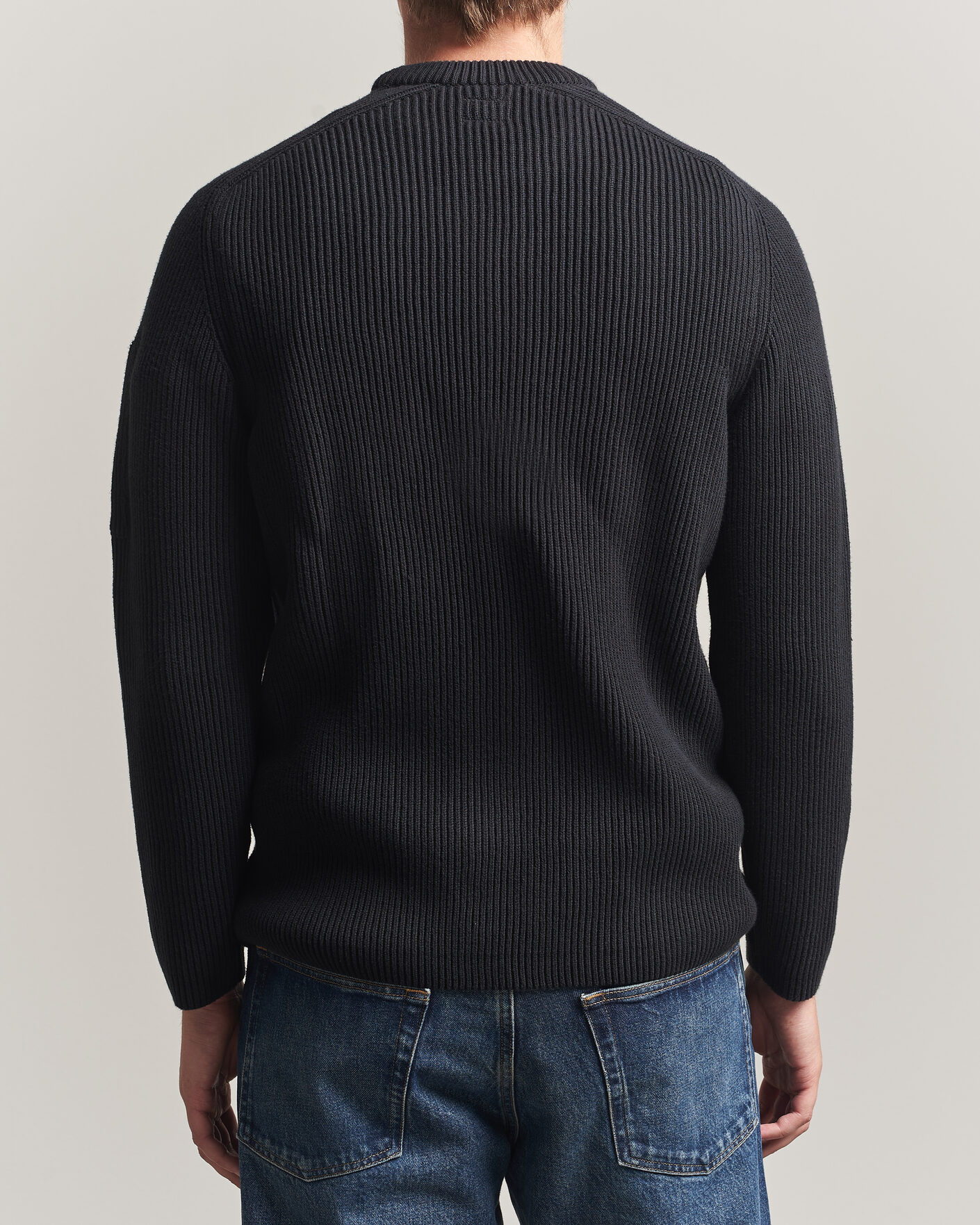 Uomini | Maglieria | C.P. Company | Full Rib Knitted Cotton Crew Neck Black