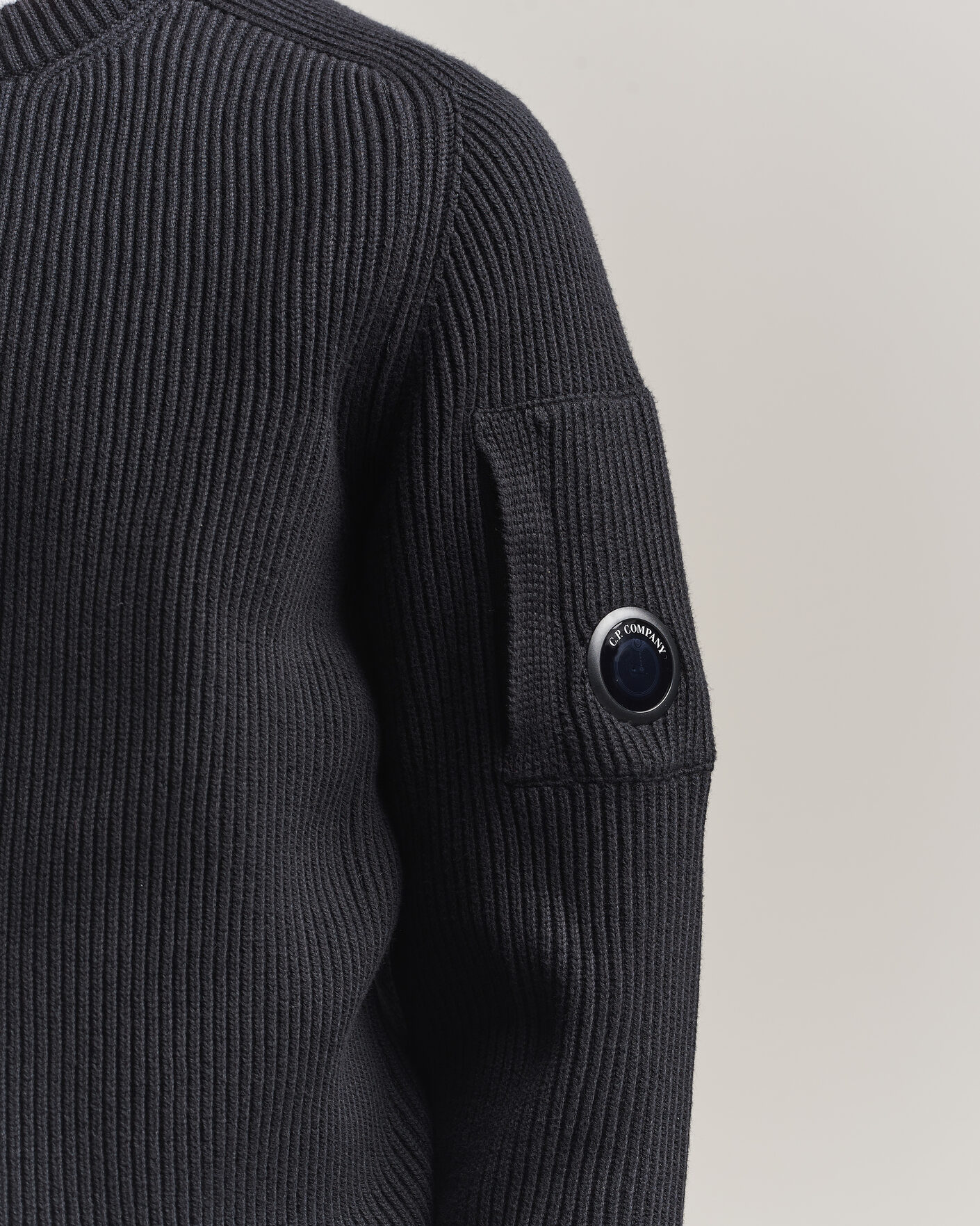 Uomini | Maglieria | C.P. Company | Full Rib Knitted Cotton Crew Neck Black