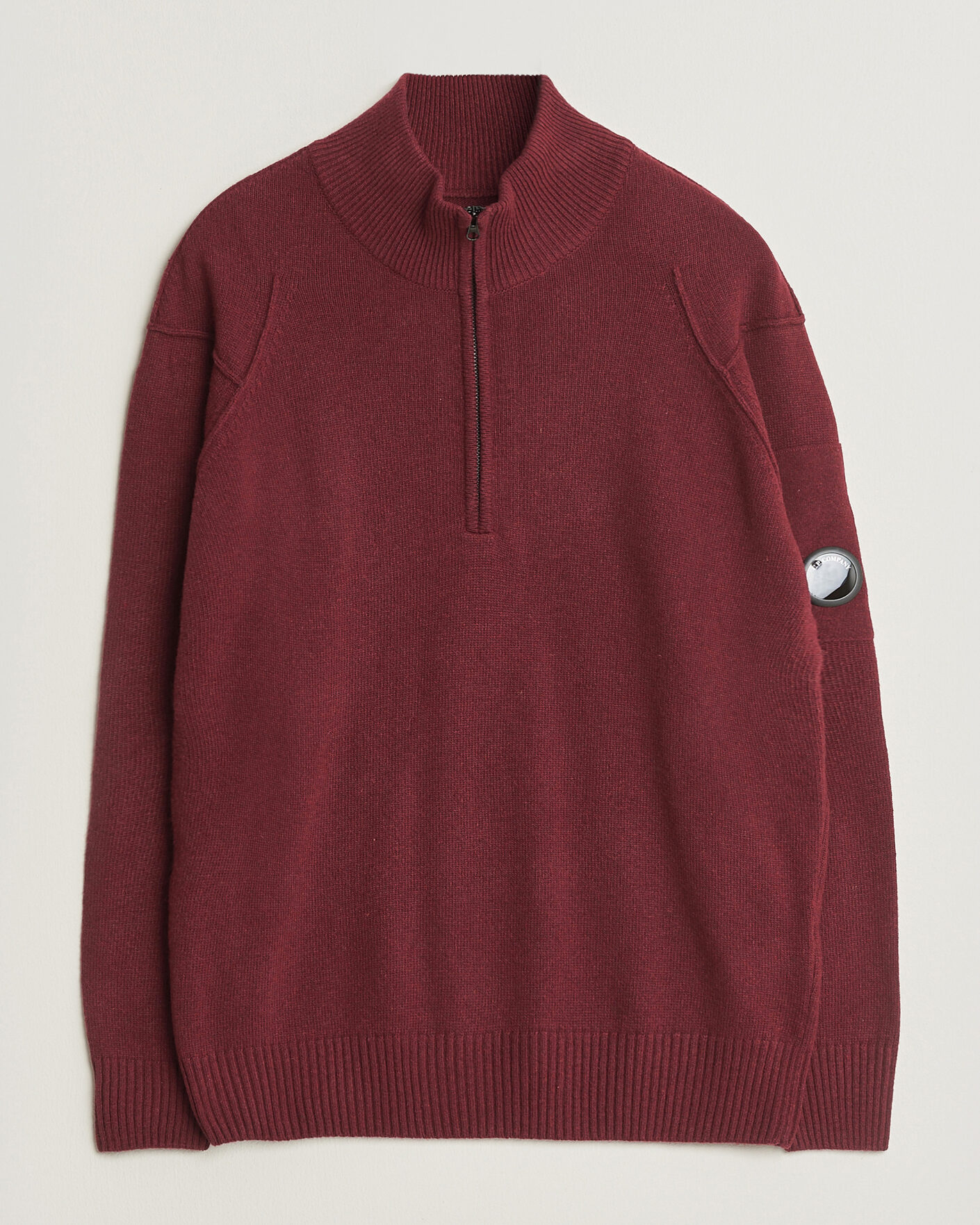 Uomini | Maglieria | C.P. Company | Knitted Lambswool Half-Zip Burgundy