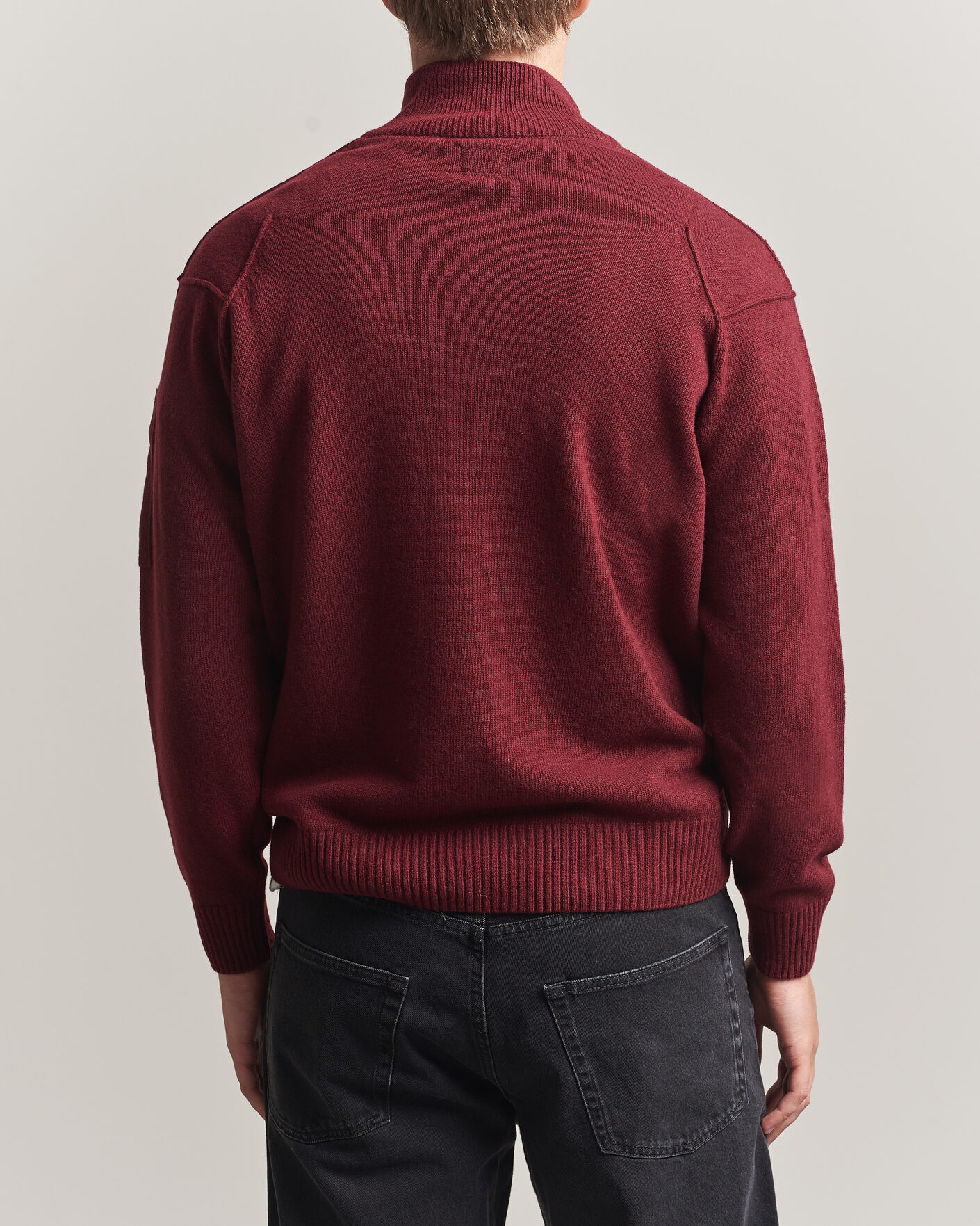 Uomini | Maglieria | C.P. Company | Knitted Lambswool Half-Zip Burgundy