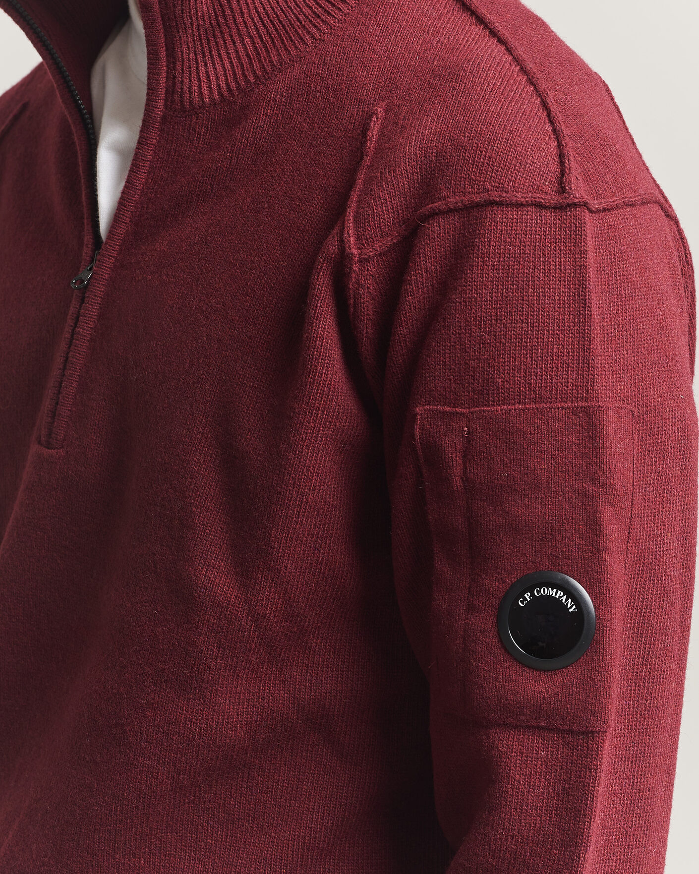 Uomini | Maglieria | C.P. Company | Knitted Lambswool Half-Zip Burgundy