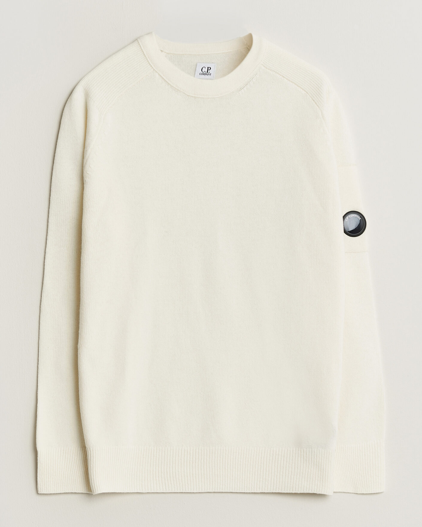 Uomini | Maglieria | C.P. Company | Knitted Lambswool Crew Neck White